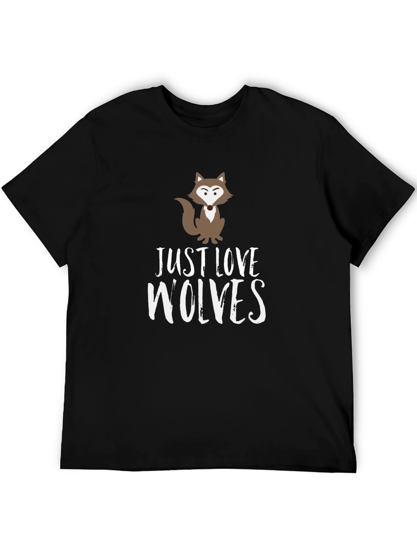 Black Just Love Wolves Graphic T-Shirt - Animal Lover Tee view 5