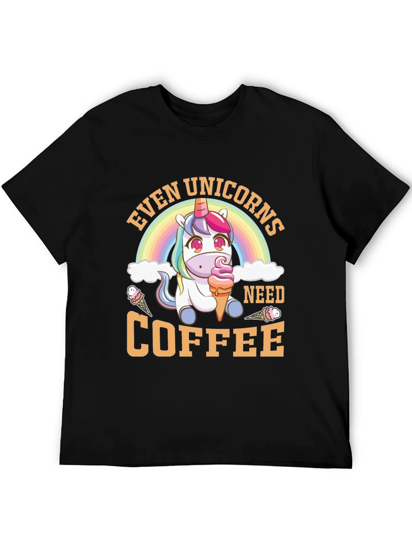 Black Unicorn Coffee T-Shirt: Even Unicorns Need Coffee view 5