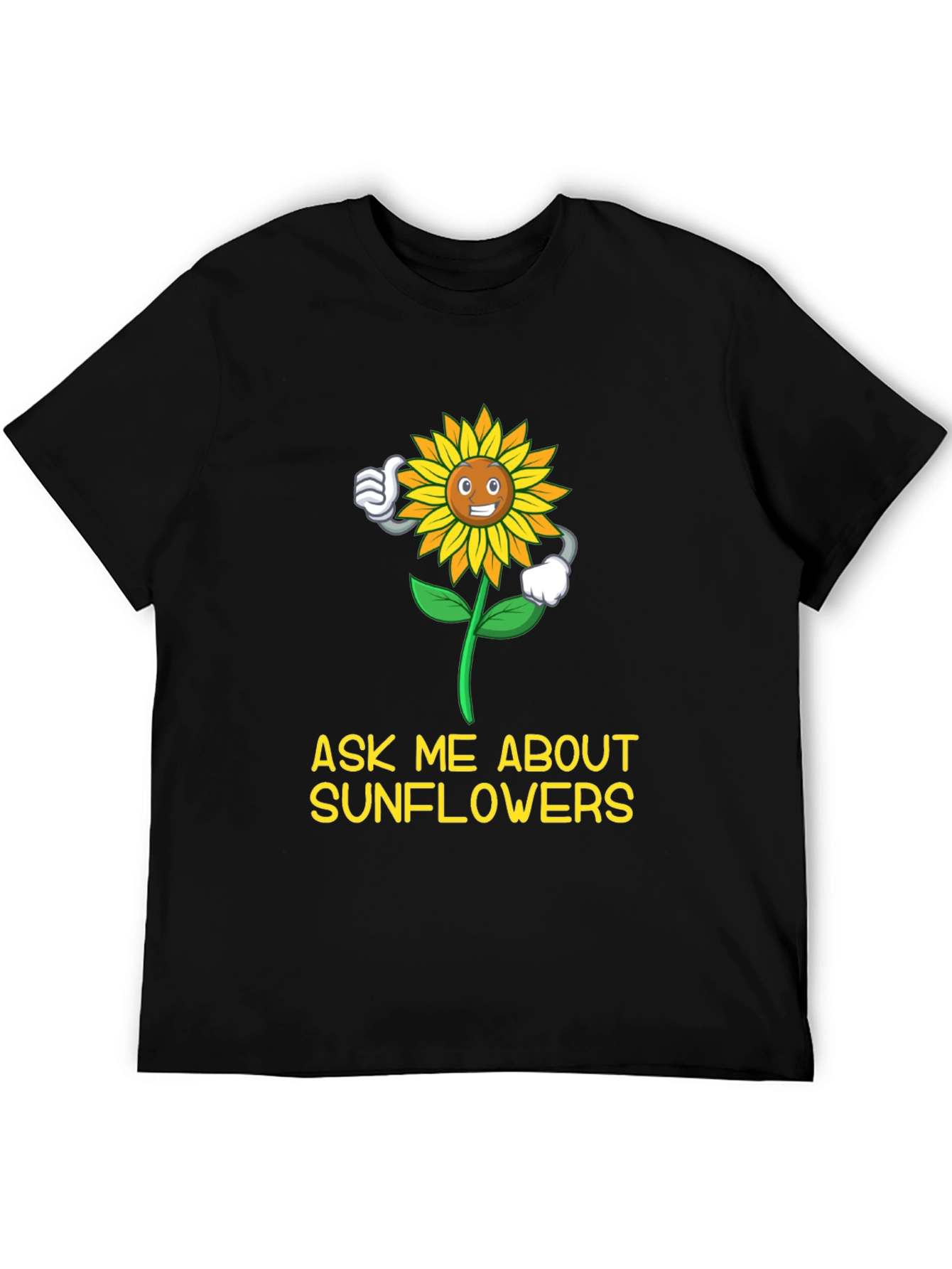 Black Ask Me About Sunflowers T-Shirt view 5