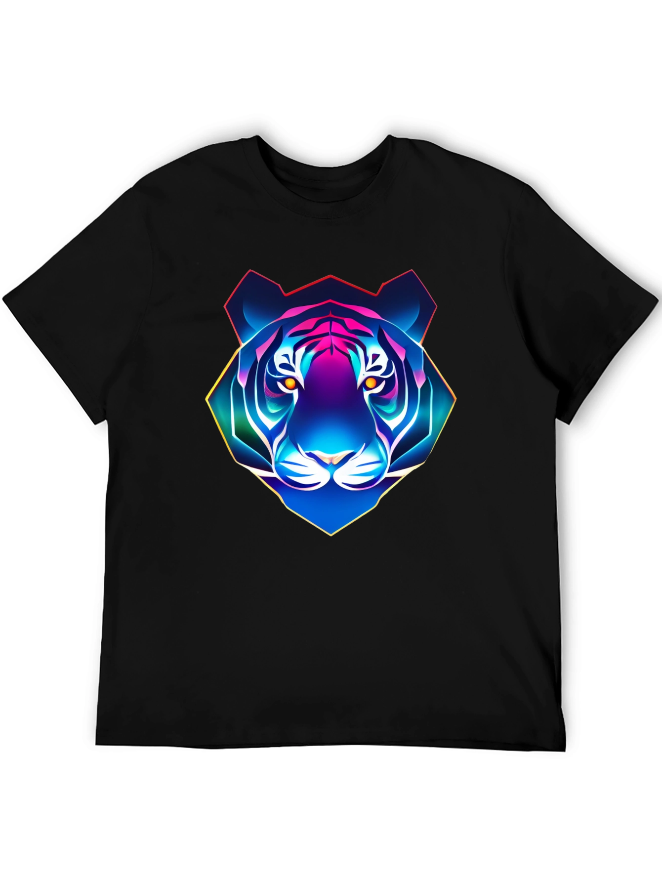 Black Neon Tiger Graphic T-Shirt - Men's Black Tee view 5