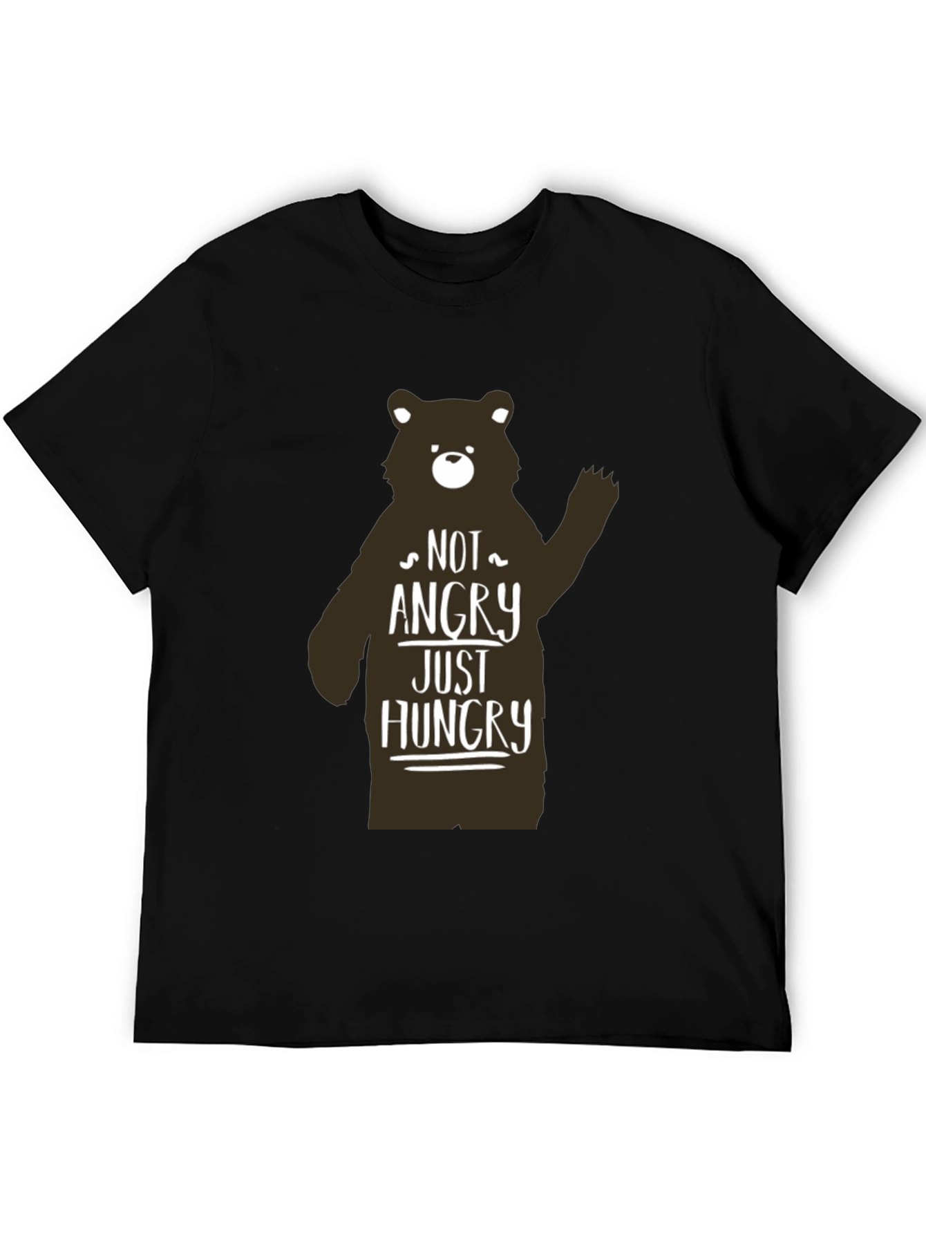 Black Not Angry Just Hungry Bear Graphic T-Shirt view 5
