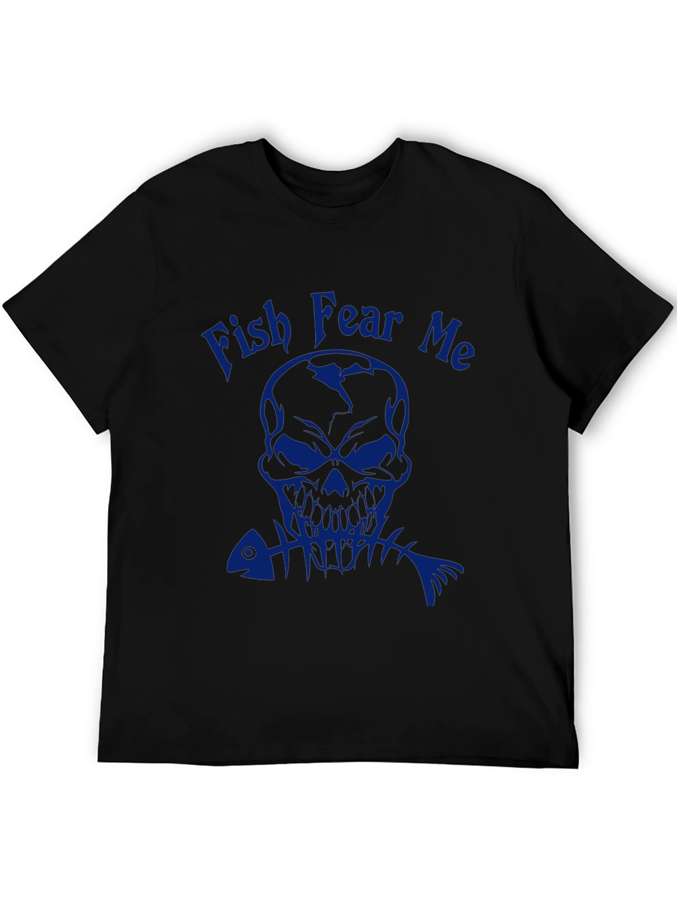 Black Fish Fear Me Skull Graphic Tee - Black Cotton T-Shirt view 5