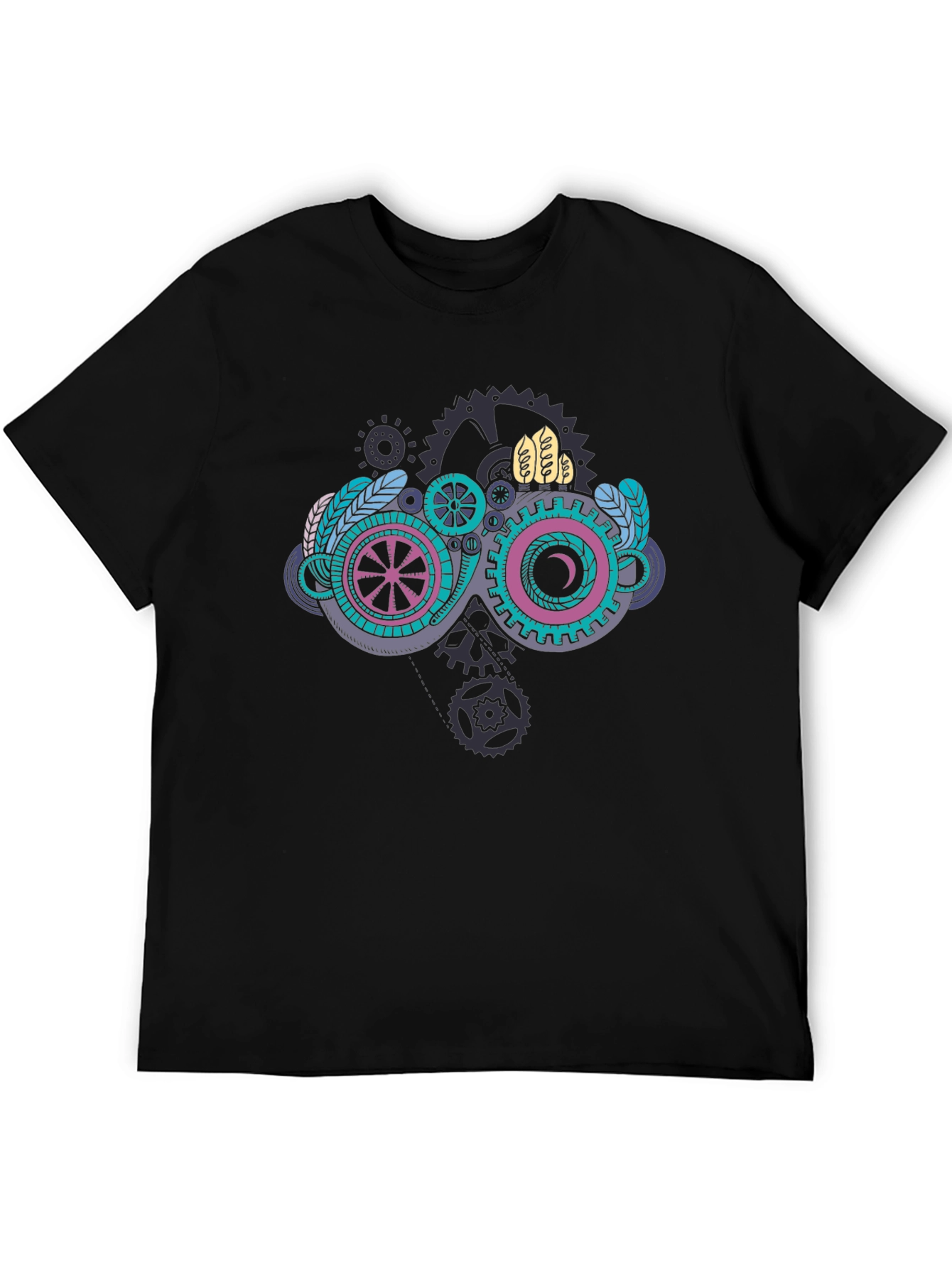 Black Steampunk Goggles Graphic Black T-Shirt view 5