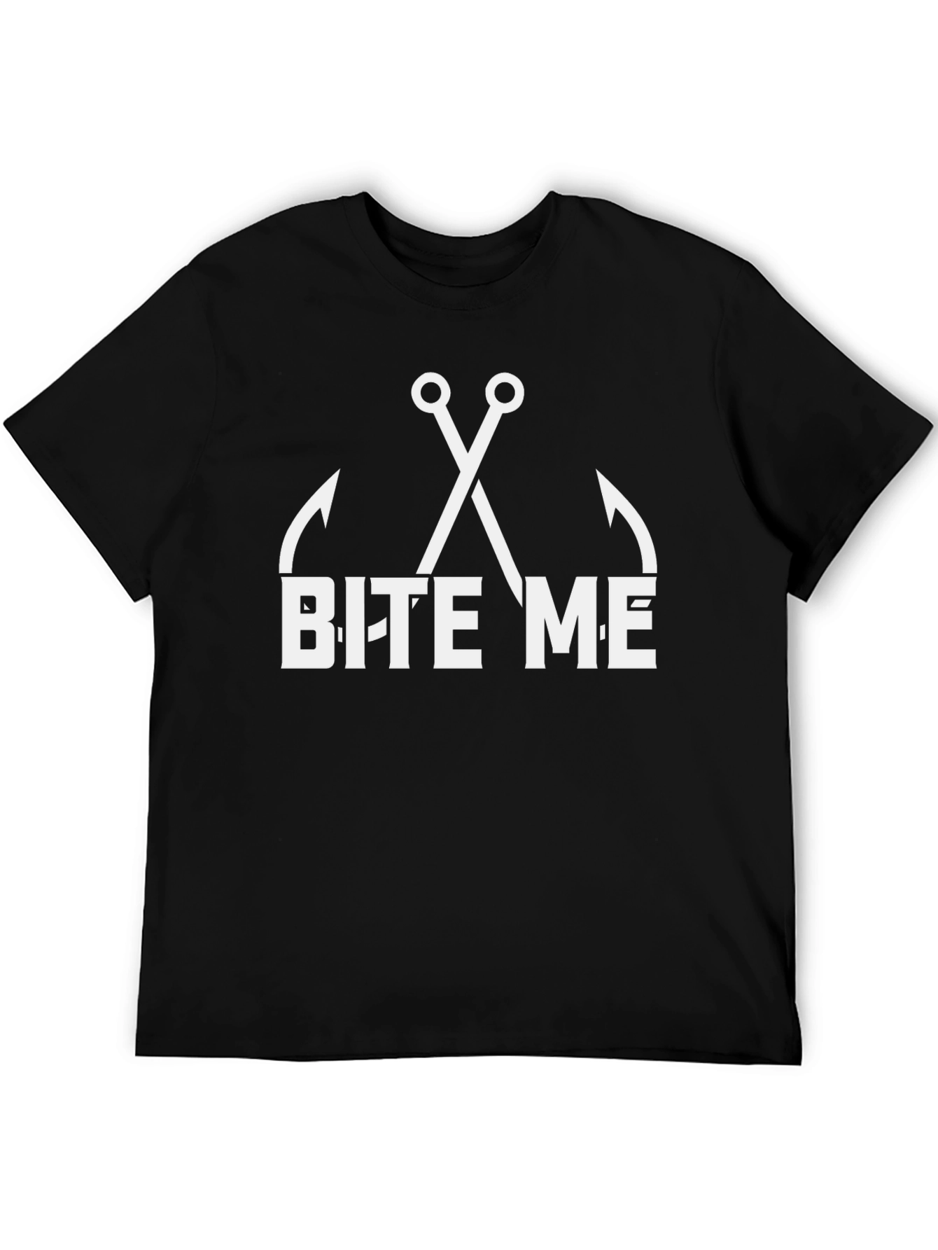Black Bite Me Fishing Hook T-Shirt - Funny Angler Tee view 5