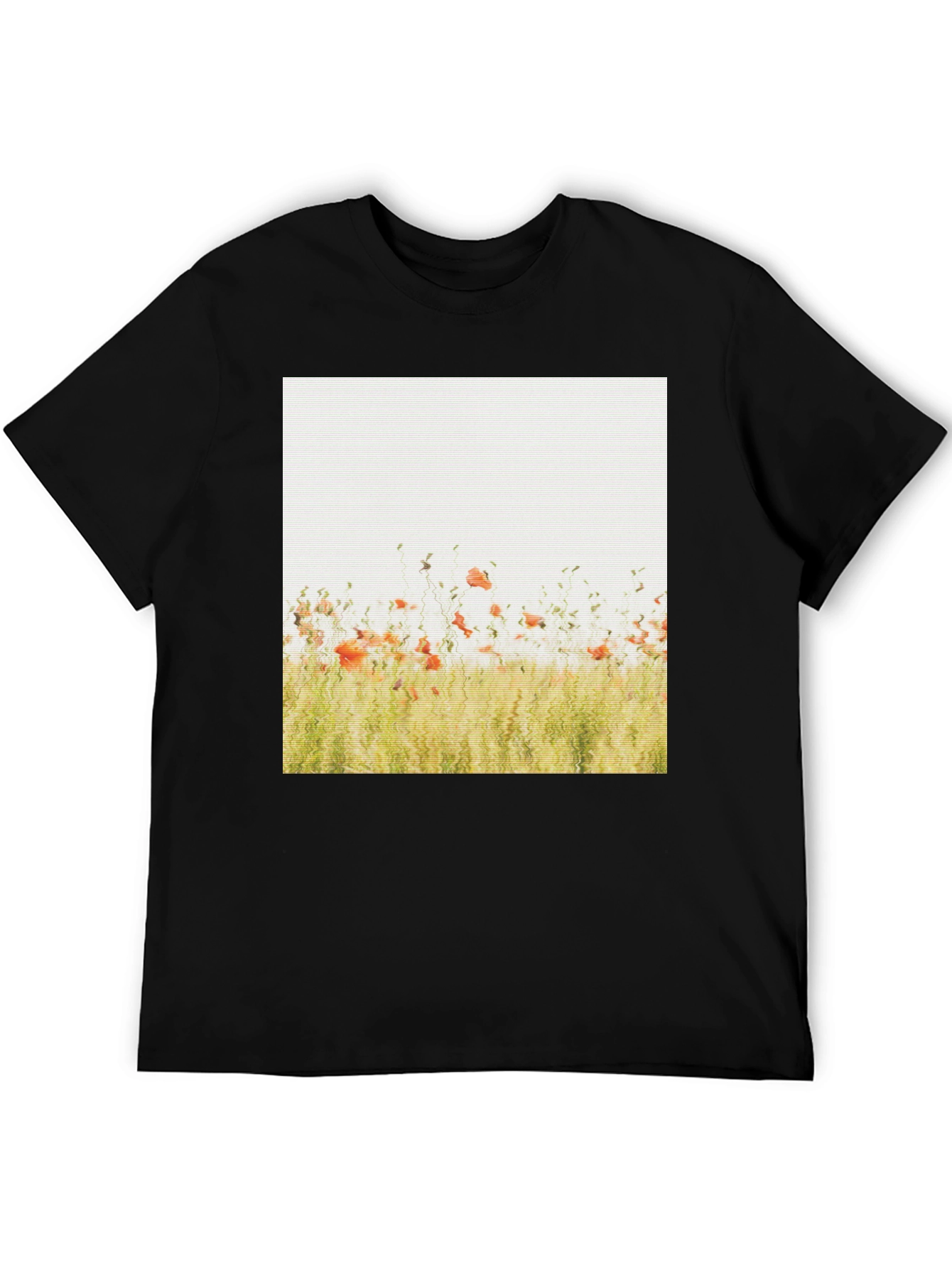Black Floral Field Graphic Print Black T-Shirt view 5