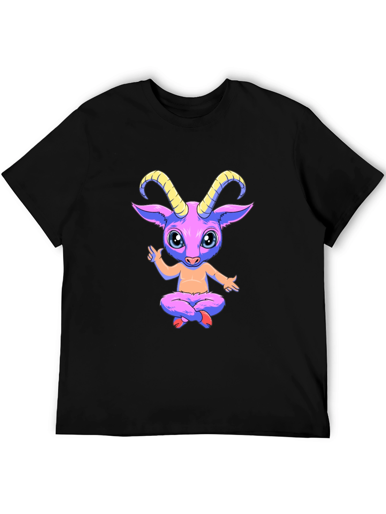 Black Cartoon Goat Graphic Black Tee view 5