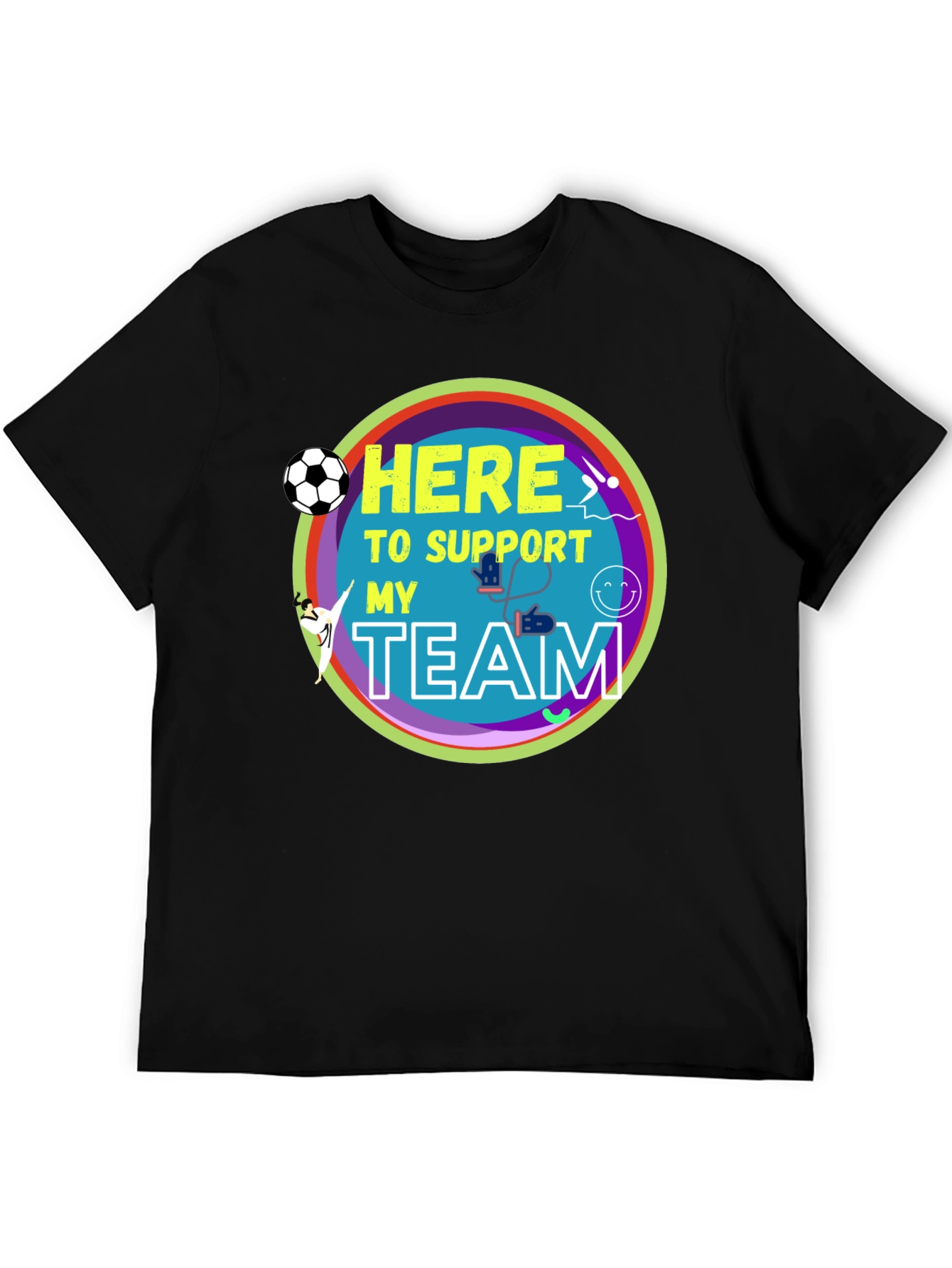 Black Here to Support My Team Graphic T-Shirt view 5