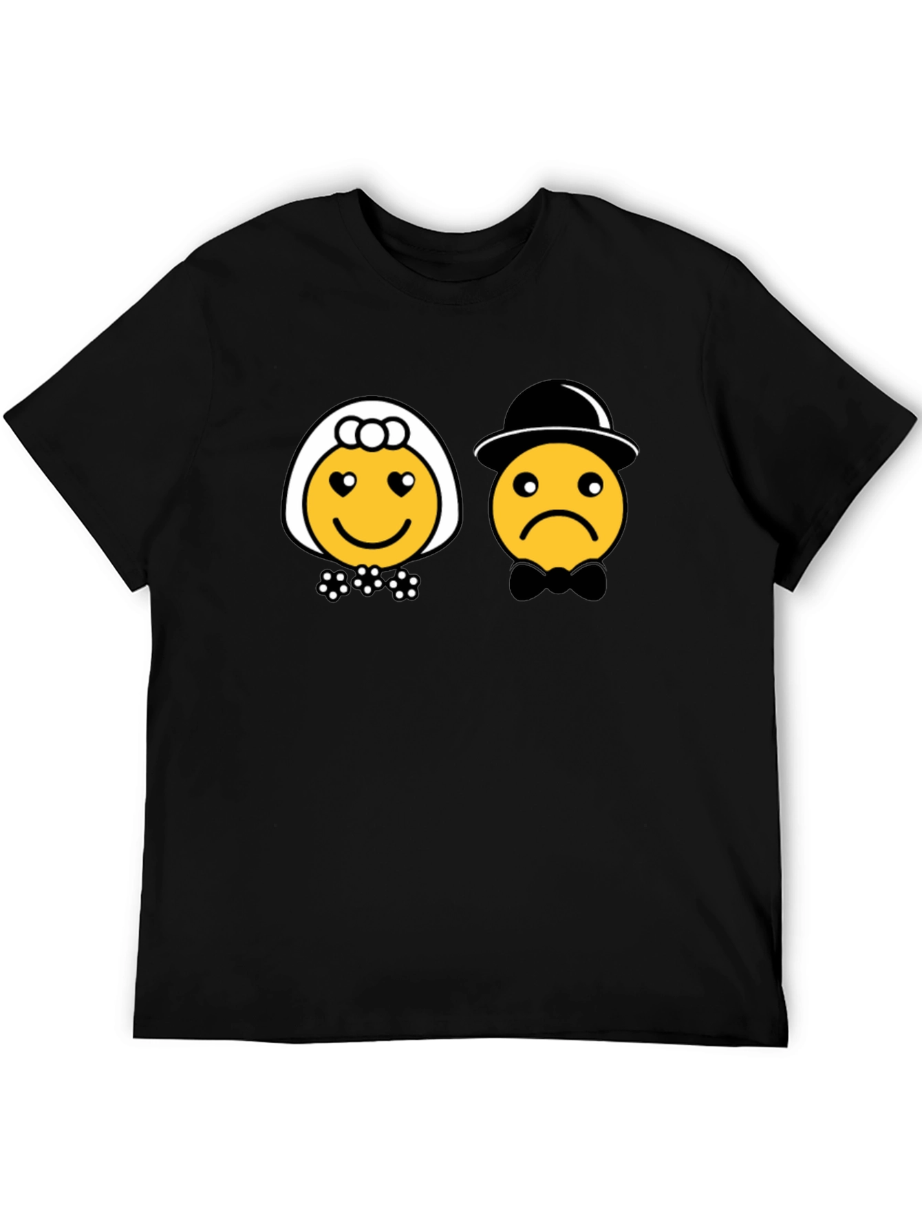 Black Bride & Groom Emoji Black T-Shirt - Funny Wedding Tee view 5