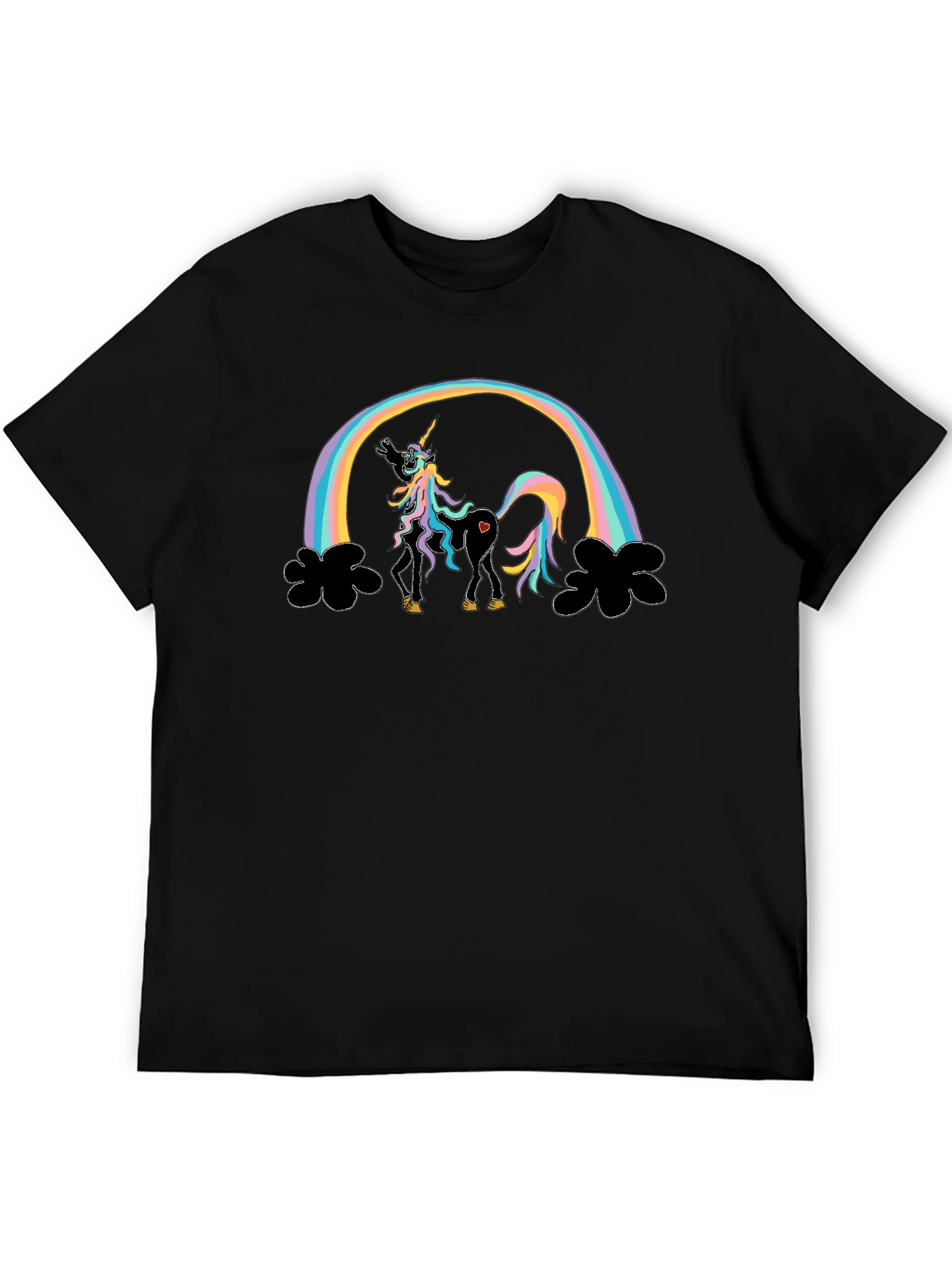 Black Rainbow Unicorn T-Shirt, Funny Design view 5