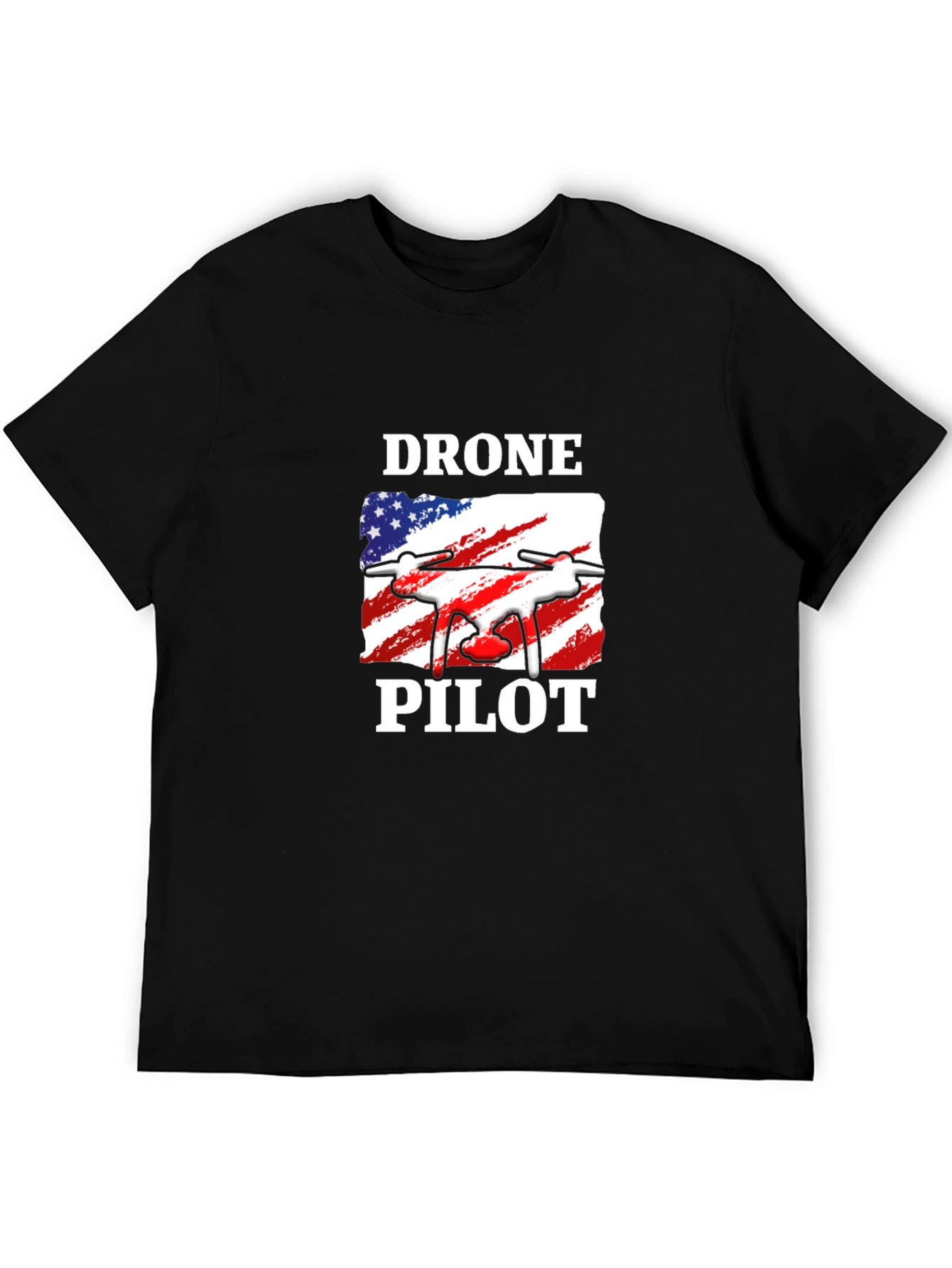 Black Drone Pilot T-Shirt - American Flag Design view 5