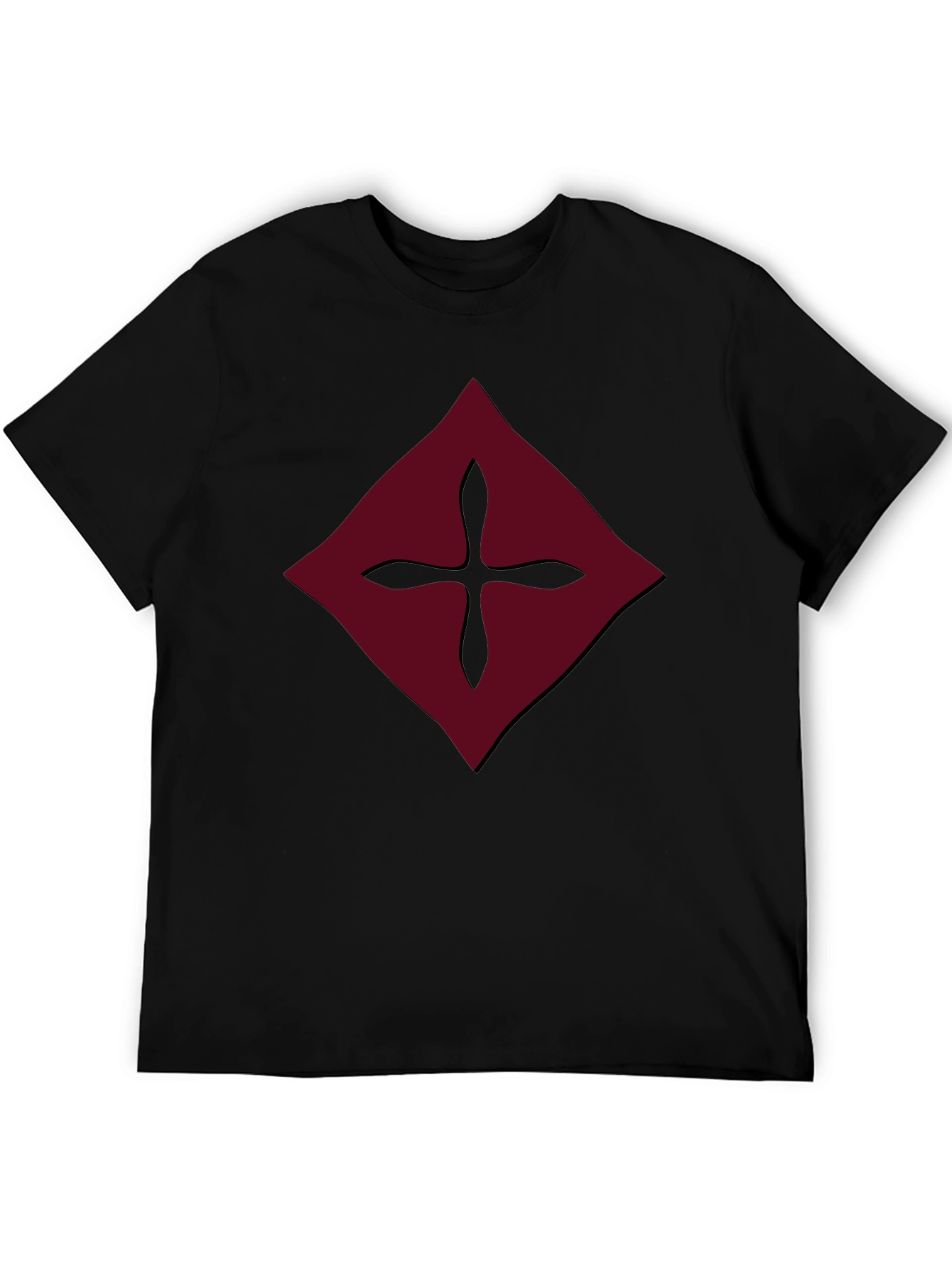 Black Burgundy Diamond Cross Graphic Tee - Men's Black Shirt view 5