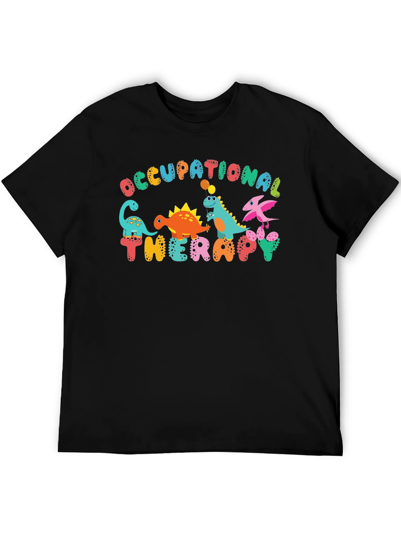 Black Occupational Therapy Dinosaur T-Shirt view 5