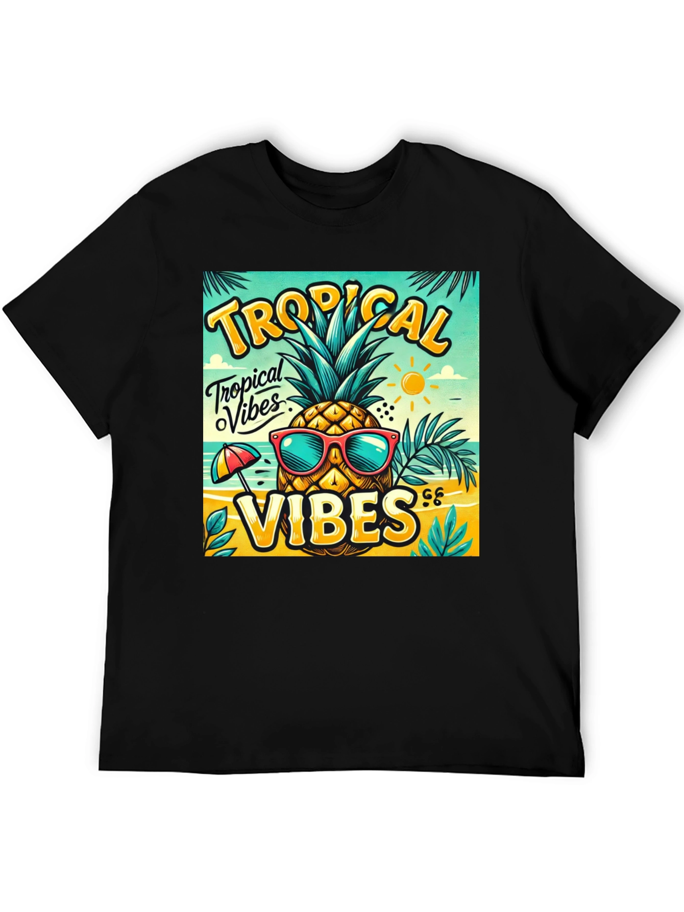 Black Tropical Vibes Pineapple T-Shirt view 5