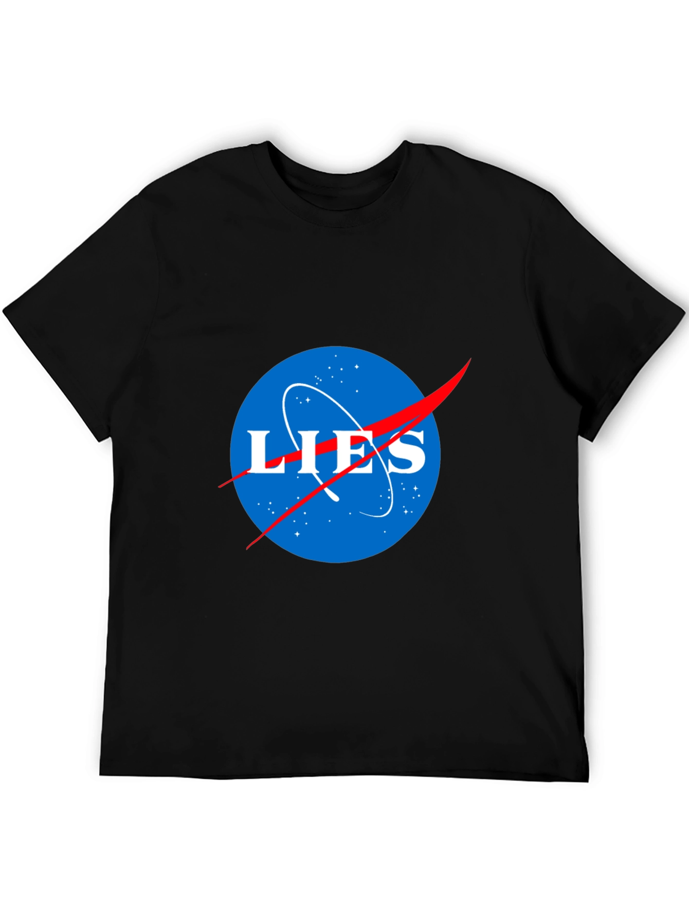 Black LIES NASA Parody T-Shirt - Conspiracy Humor Tee view 5