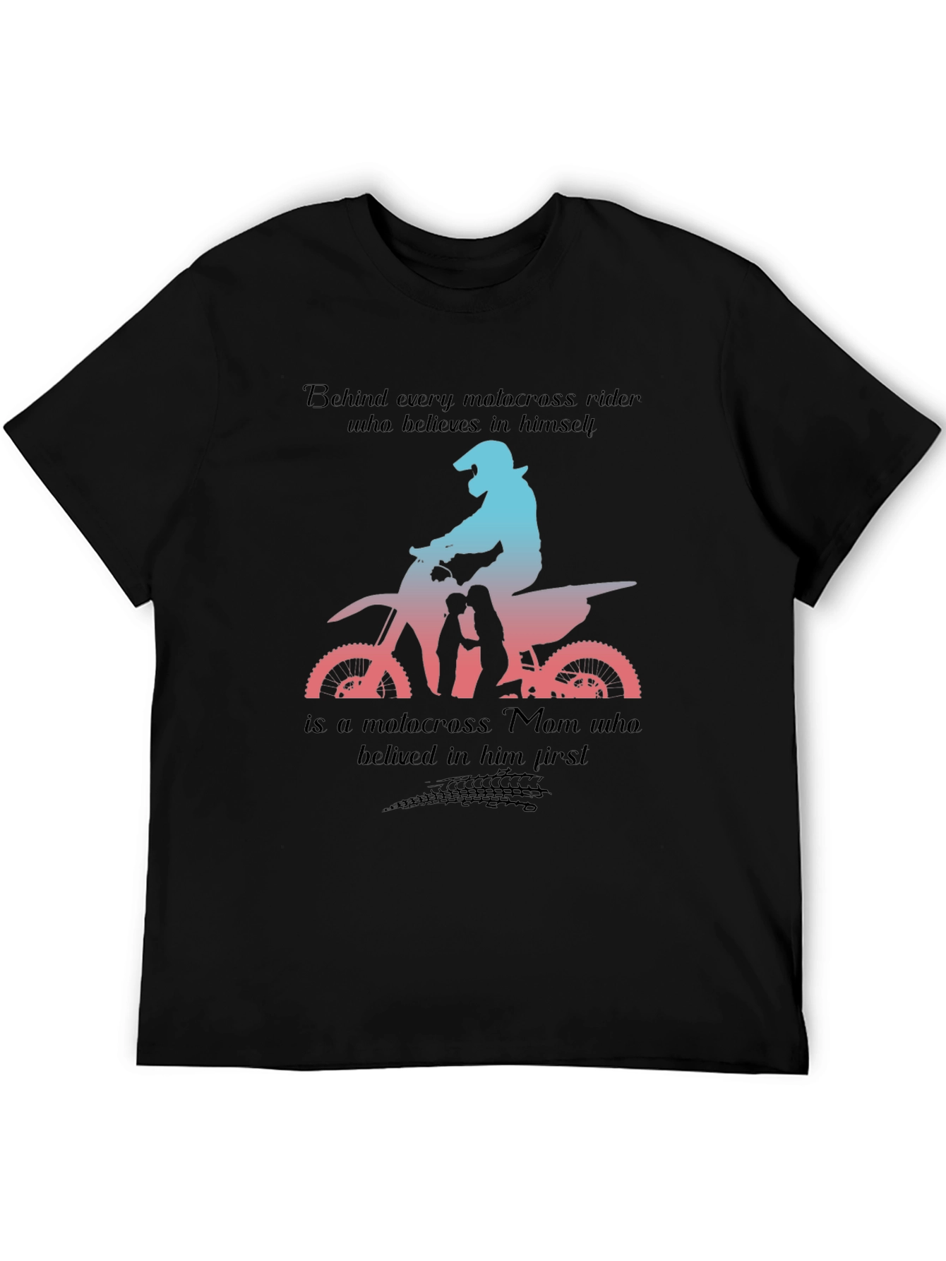 Black Motocross Mom T-Shirt: Behind Every Rider view 5