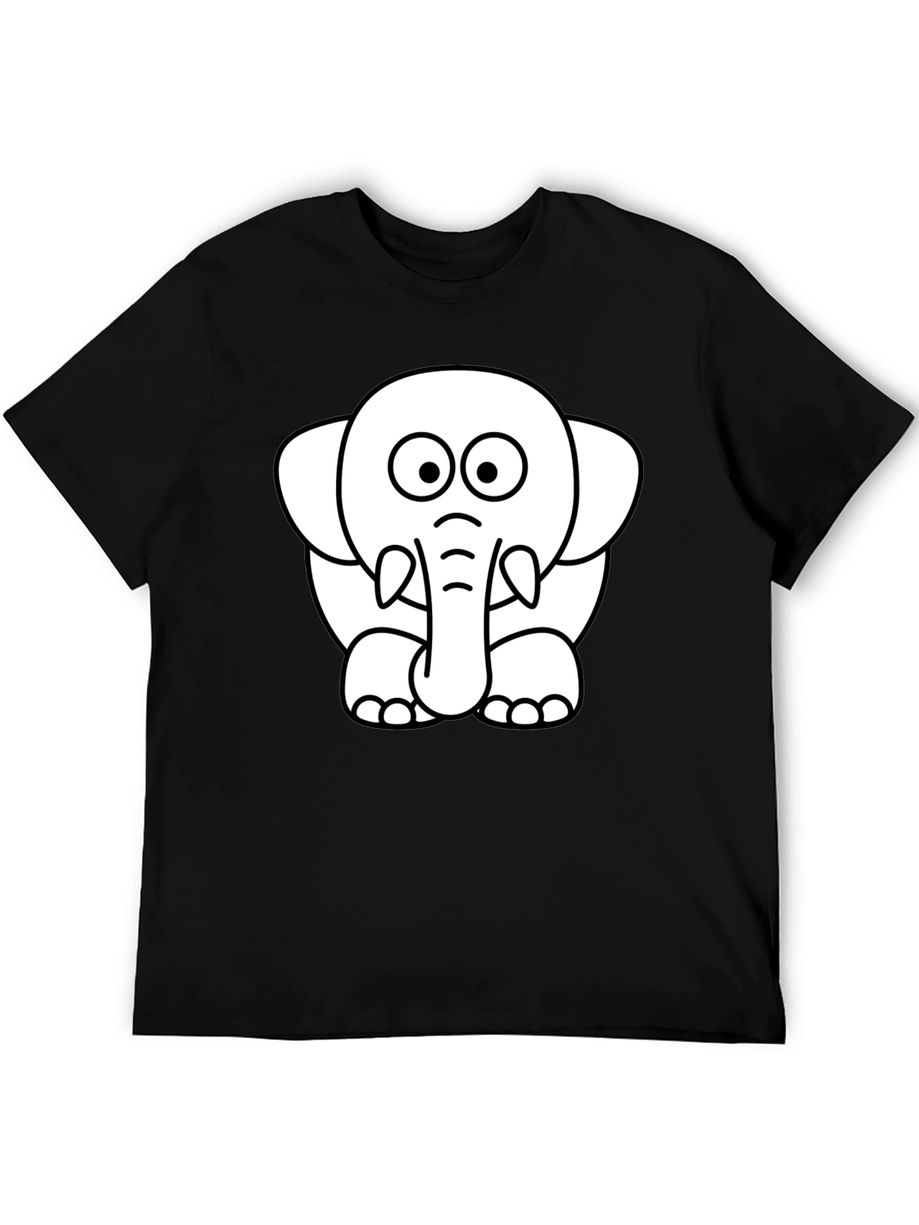 Black Cute Elephant Graphic Tee - Black Cotton T-Shirt view 5