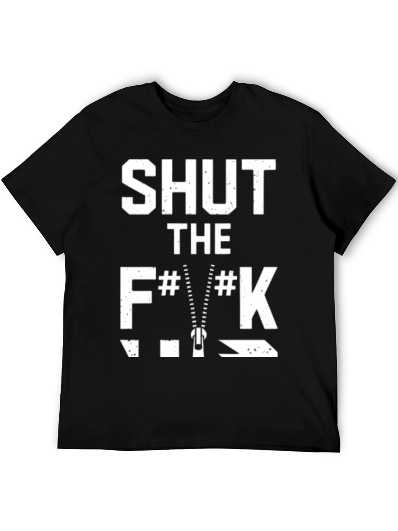 Black Shut The F**K Zipper Black T-Shirt view 5