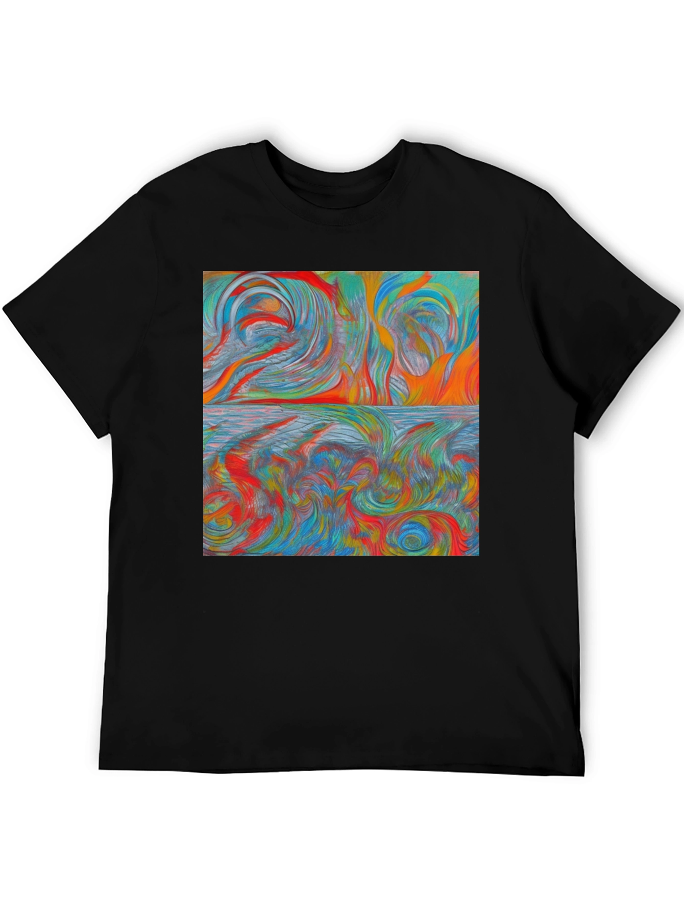 Black Abstract Swirl Art T-Shirt view 5