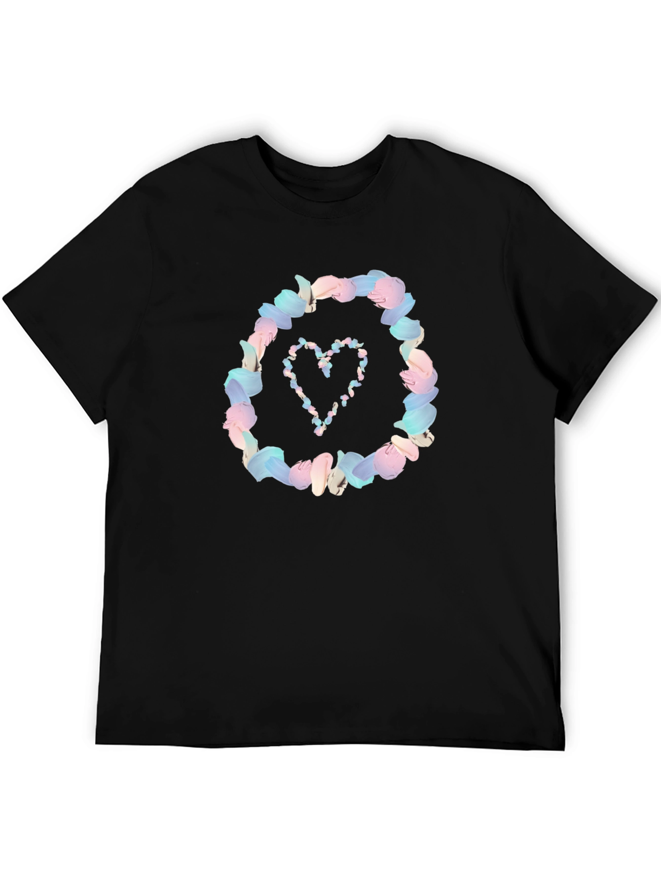 Black Floral Heart Graphic Black T-Shirt view 5