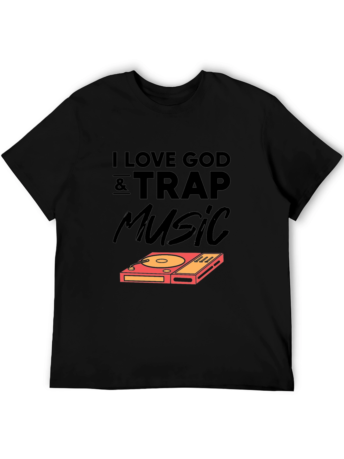 Black I Love God & Trap Music Graphic Tee view 5