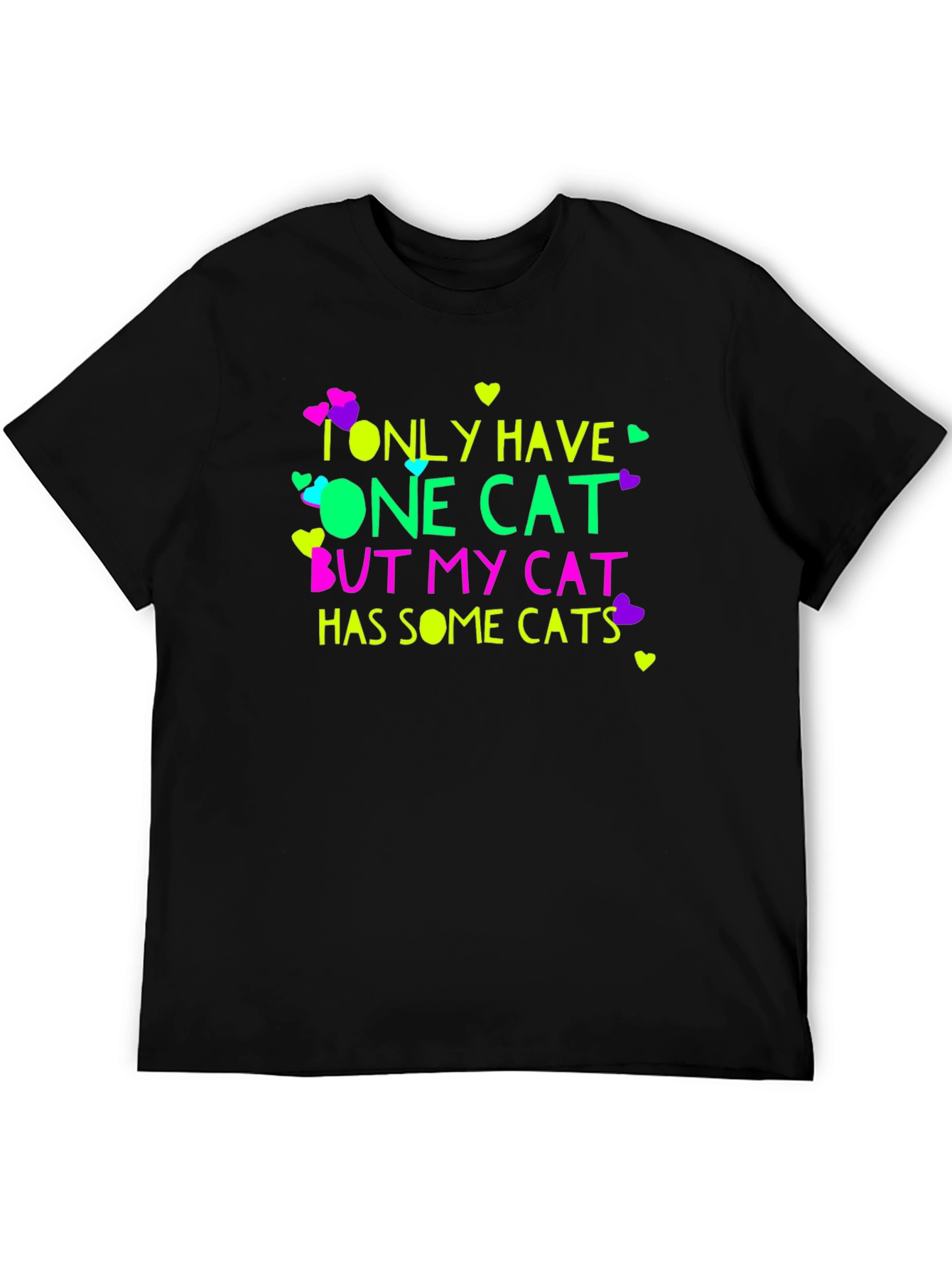 Black Funny Cat Lover T-Shirt view 5