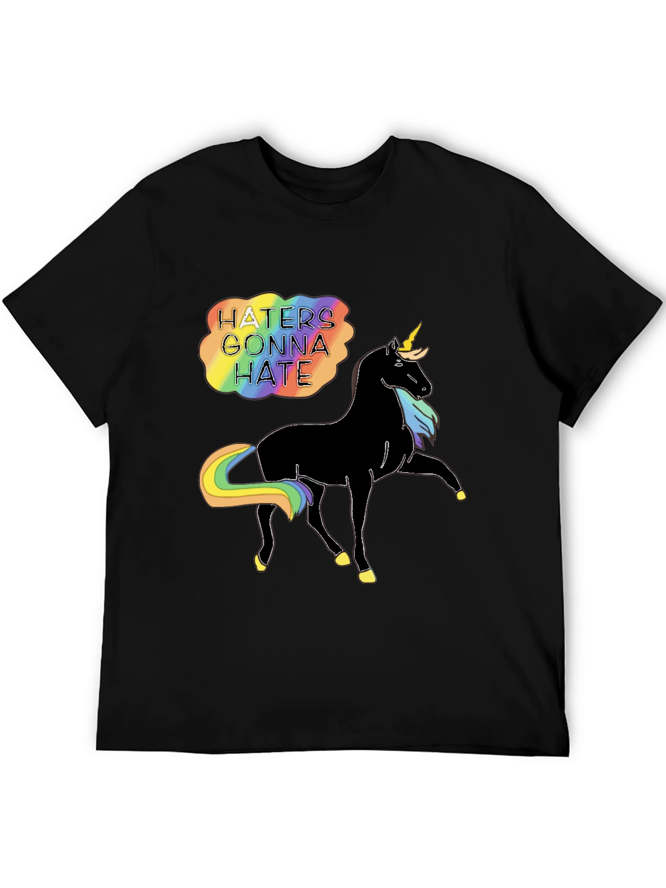 Black Haters Gonna Hate Unicorn Graphic Tee - Black view 5