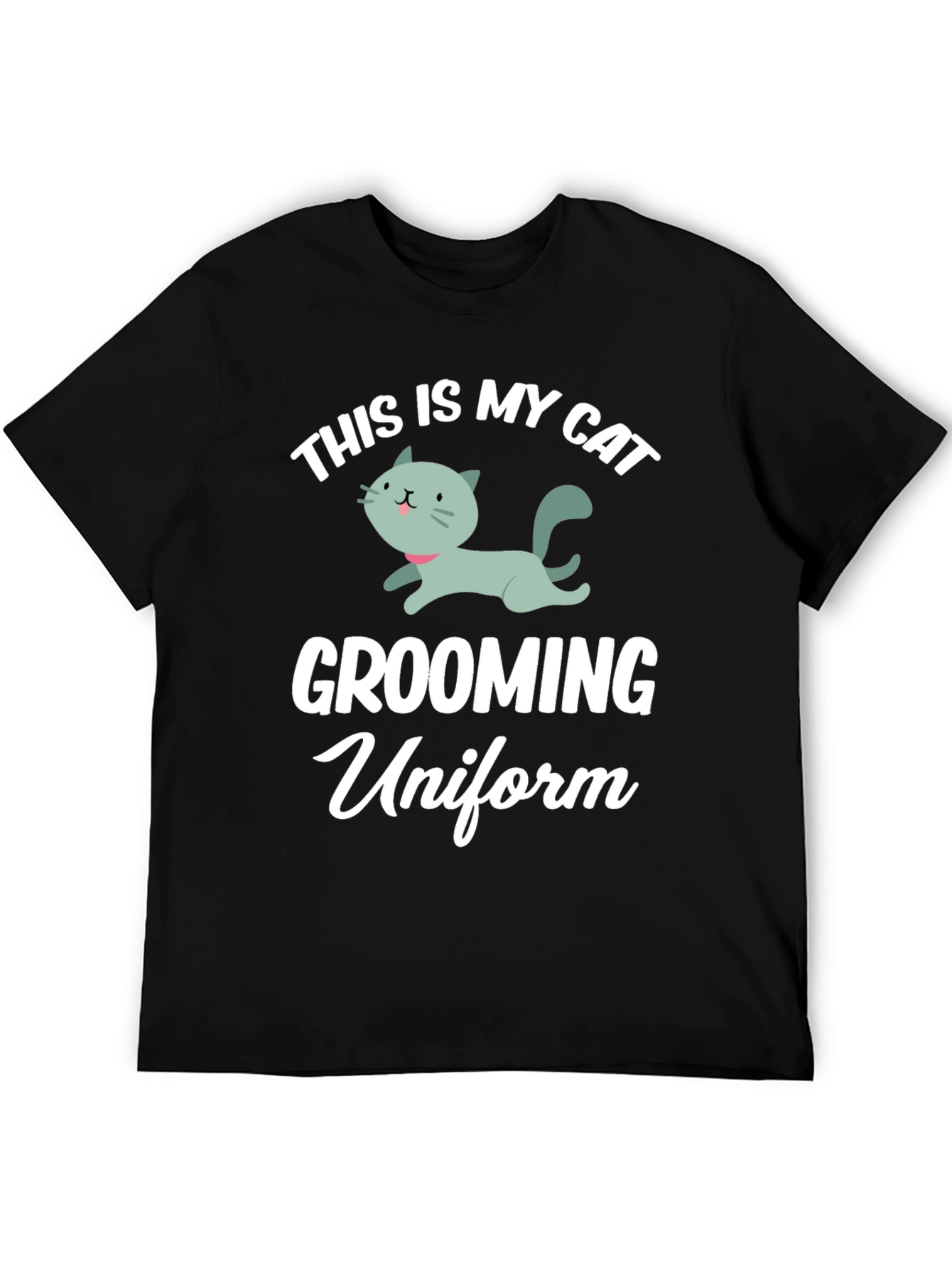 Black Cat Grooming Uniform T-Shirt - Funny Pet Lover Tee view 5