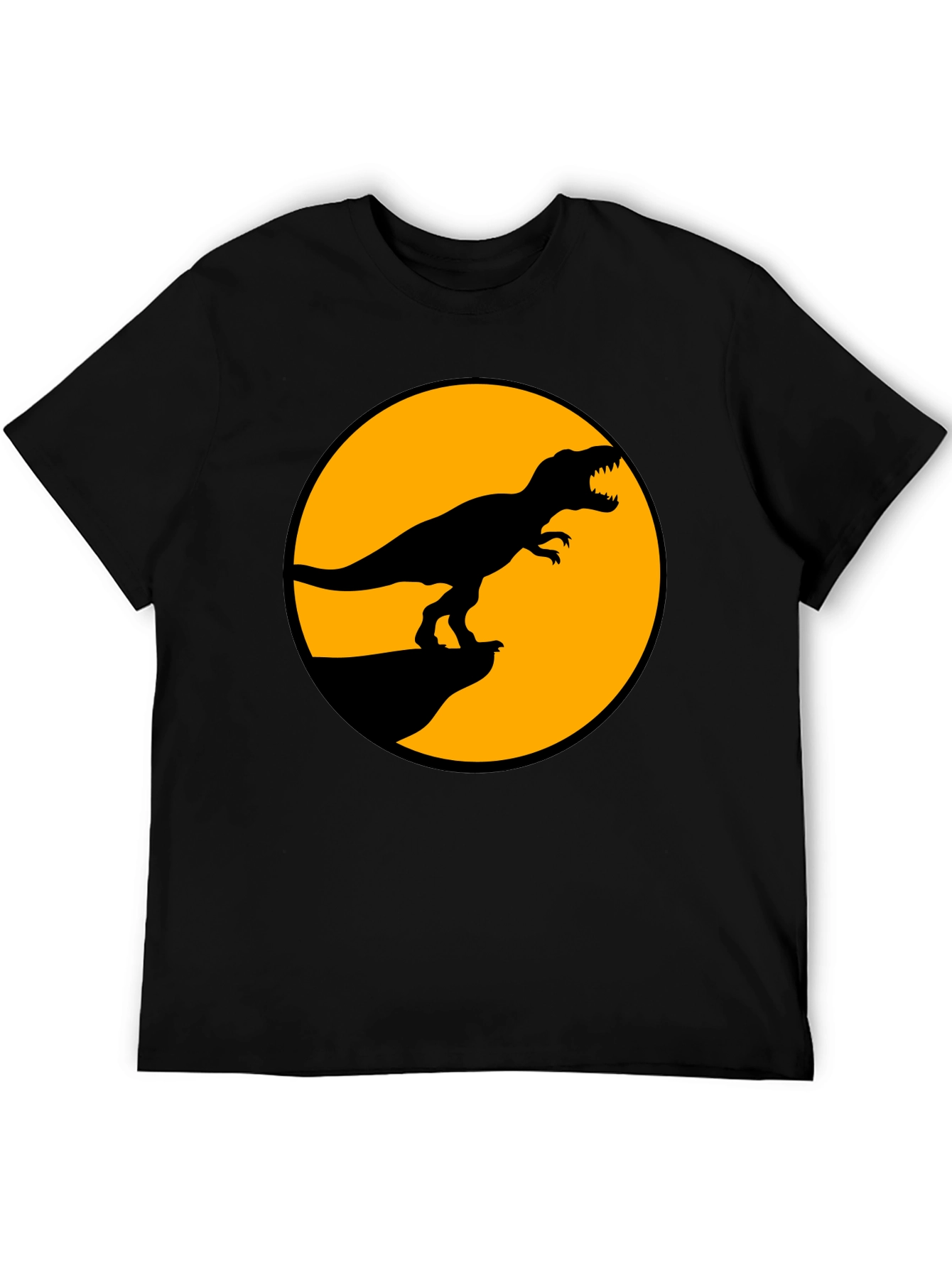 Black Dinosaur Graphic Tee - Black T-Rex Circle Design view 5