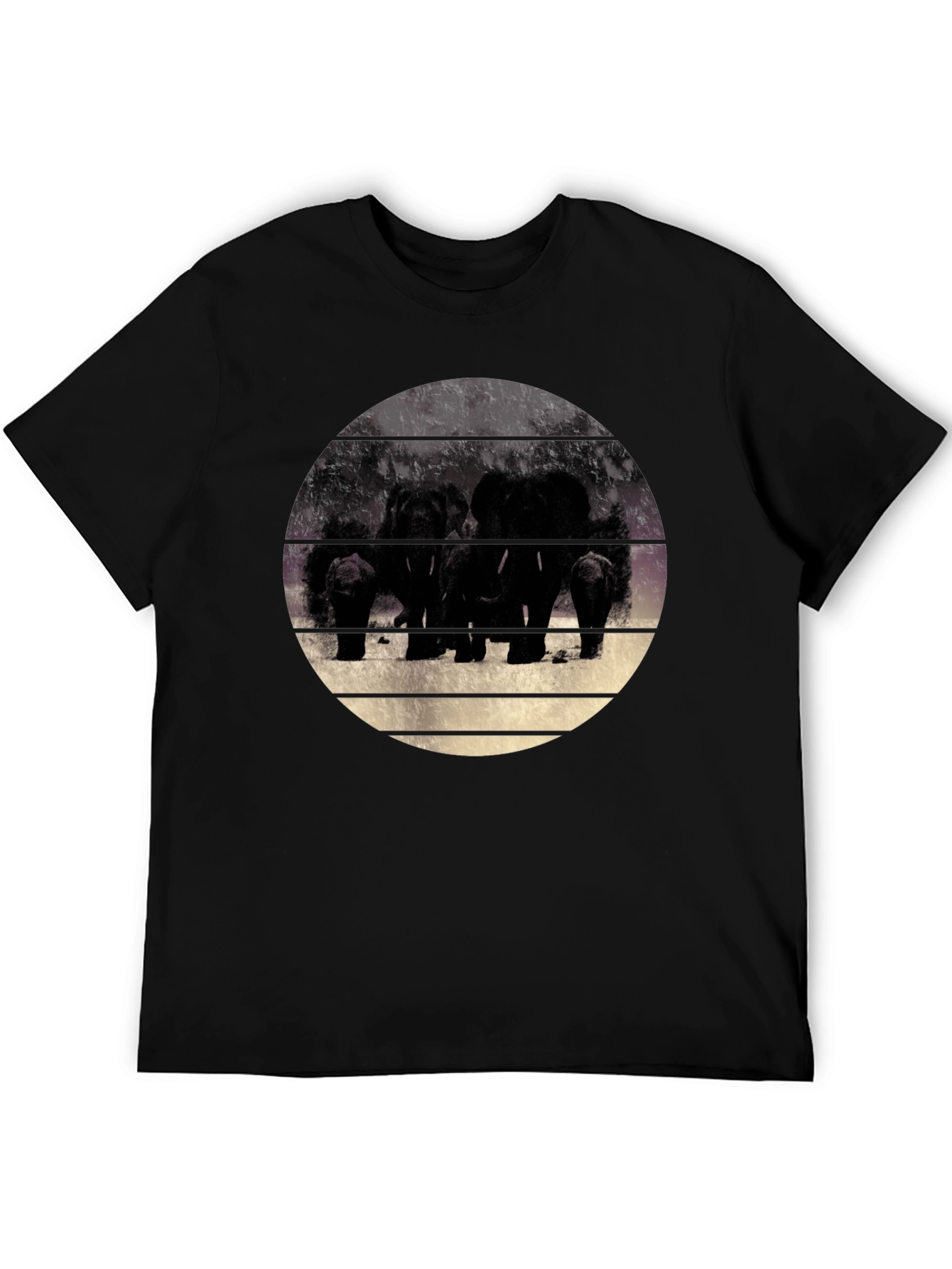 Black Elephant Family Graphic Black T-Shirt view 5