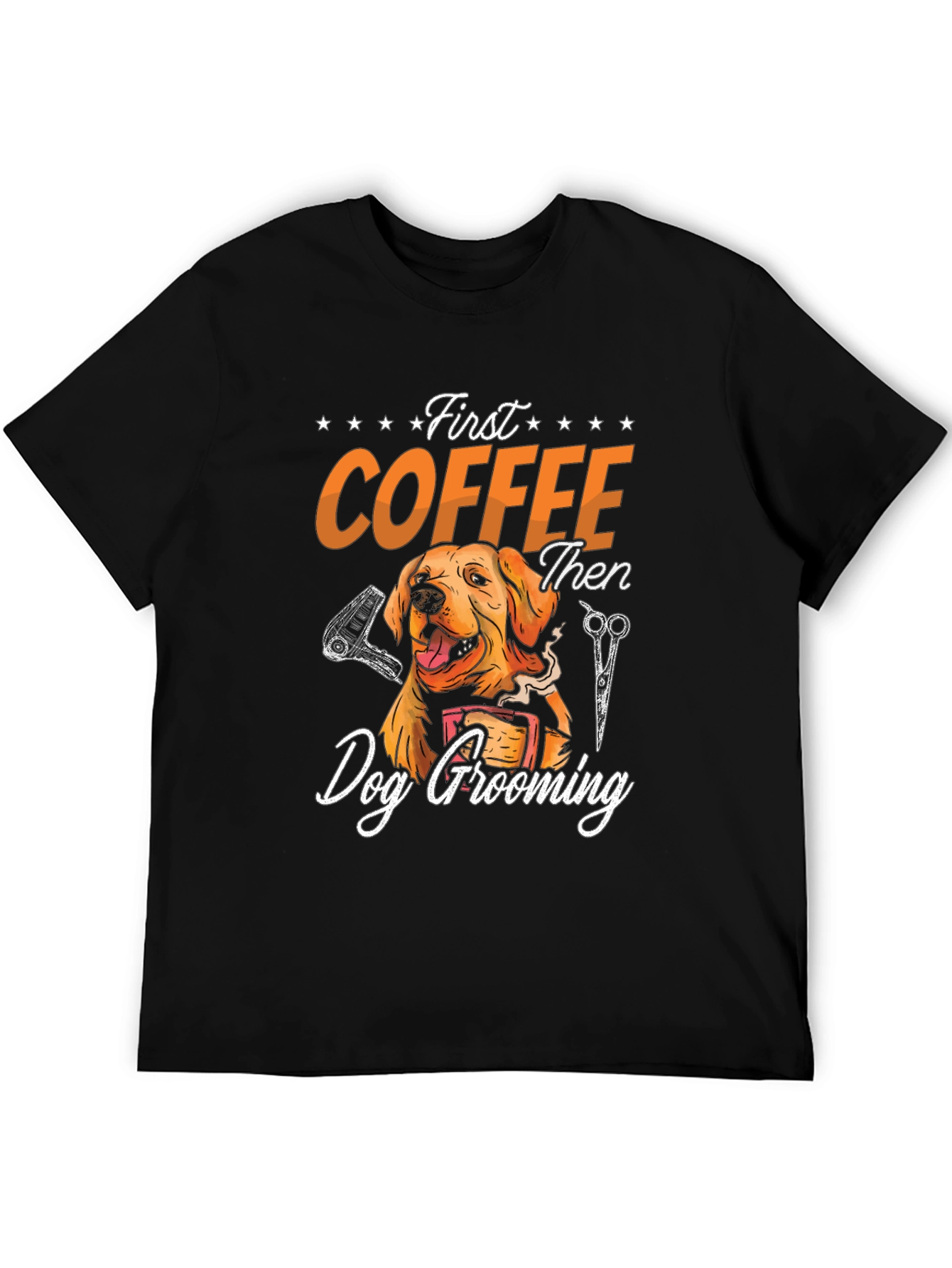 Black First Coffee Then Dog Grooming Graphic Tee view 5