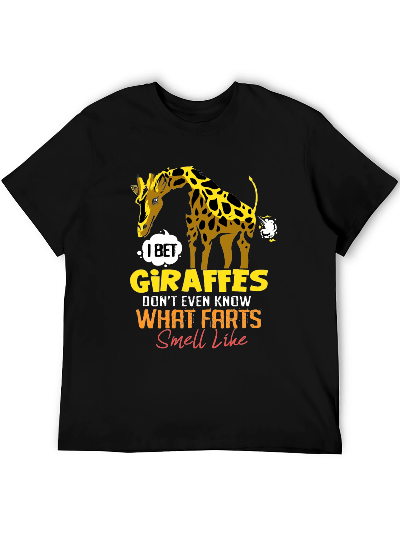 Black Giraffe Fart Joke T-Shirt - Funny Graphic Tee view 5
