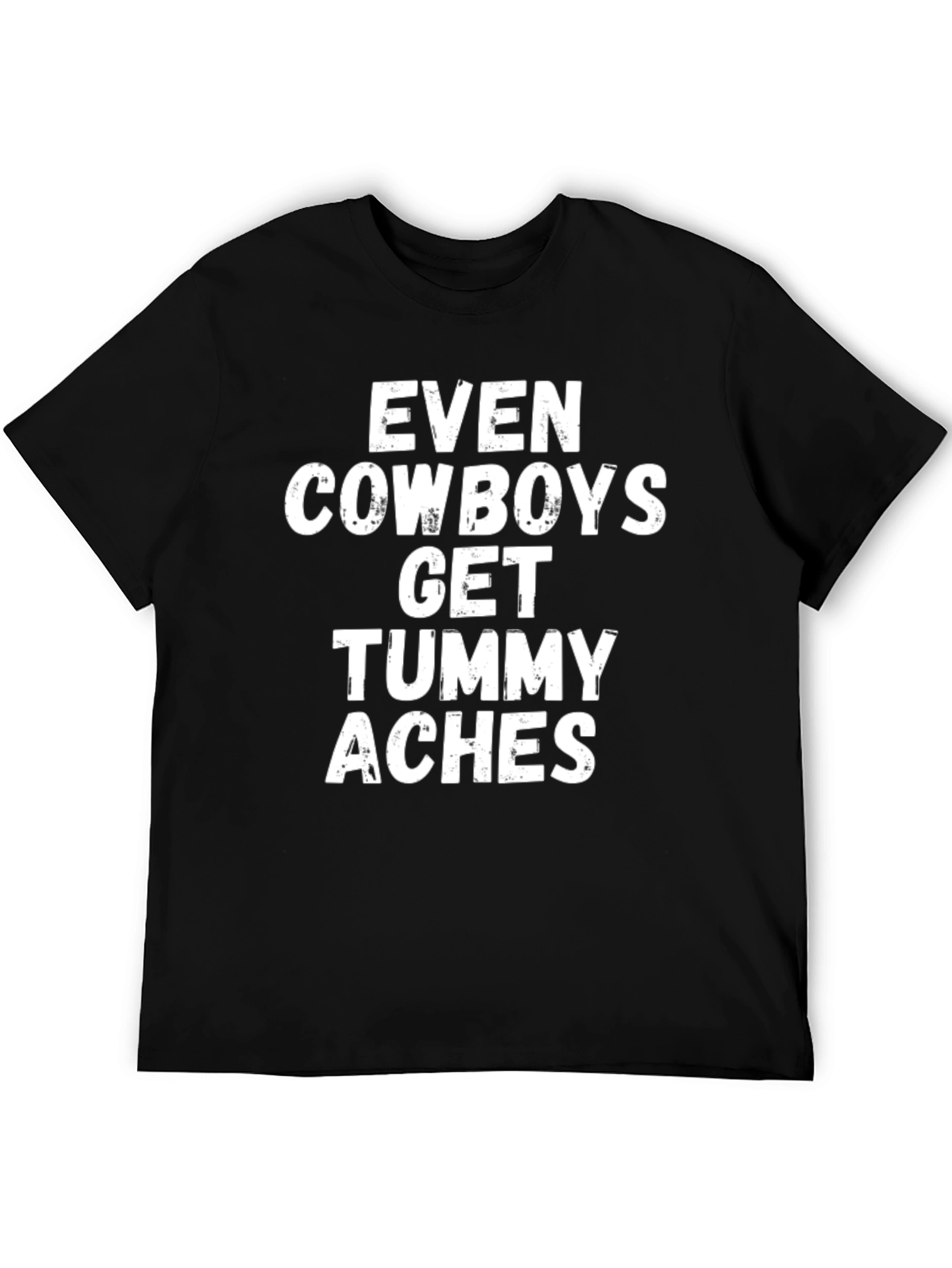 Black Cowboy Tummy Aches T-Shirt - Humorous Graphic Tee view 5