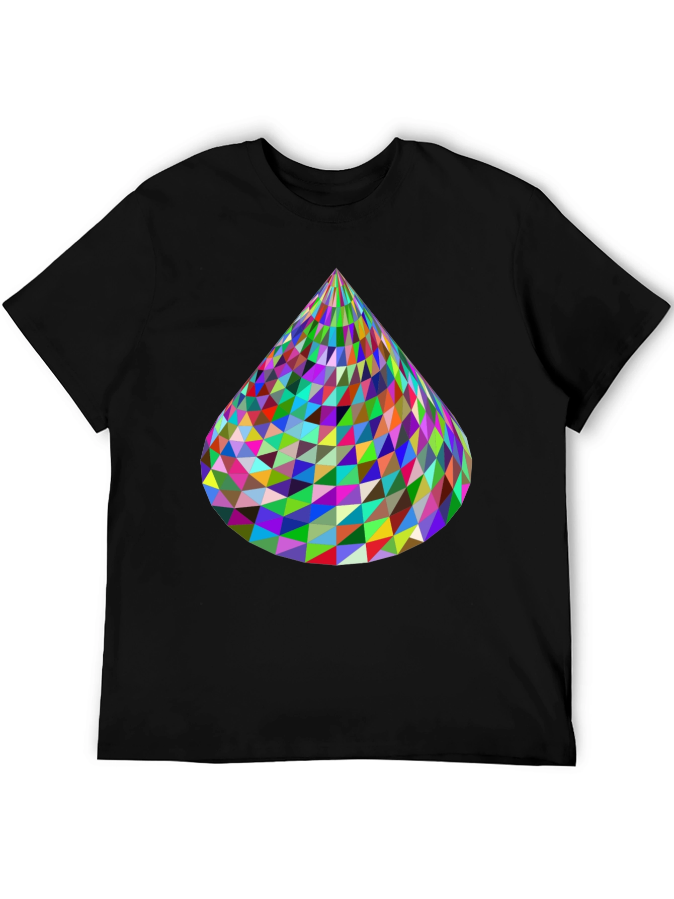 Black Geometric Cone T-Shirt - Vibrant & Modern Design view 5