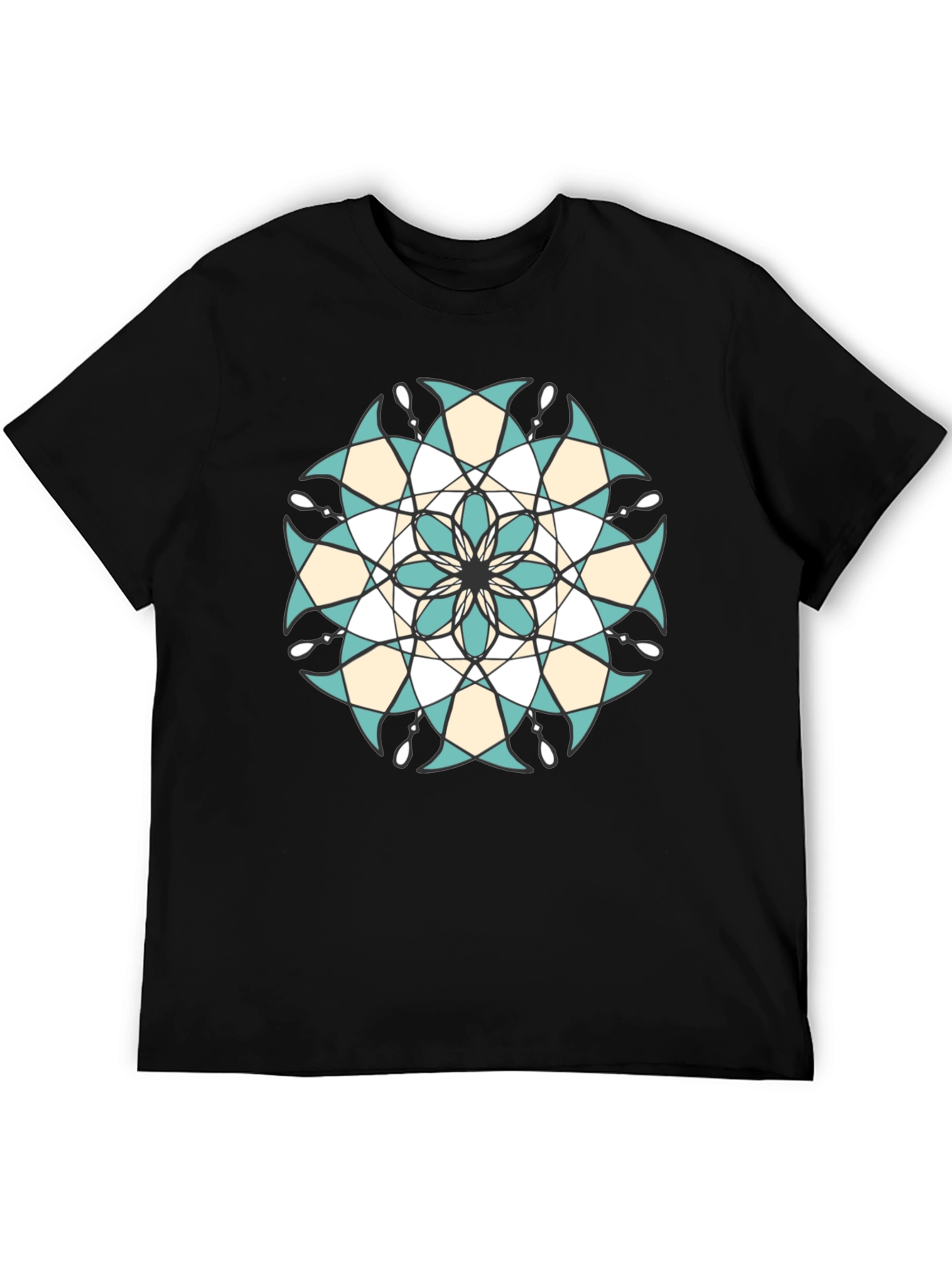 Black Geometric Mandala Graphic Tee - Black view 5