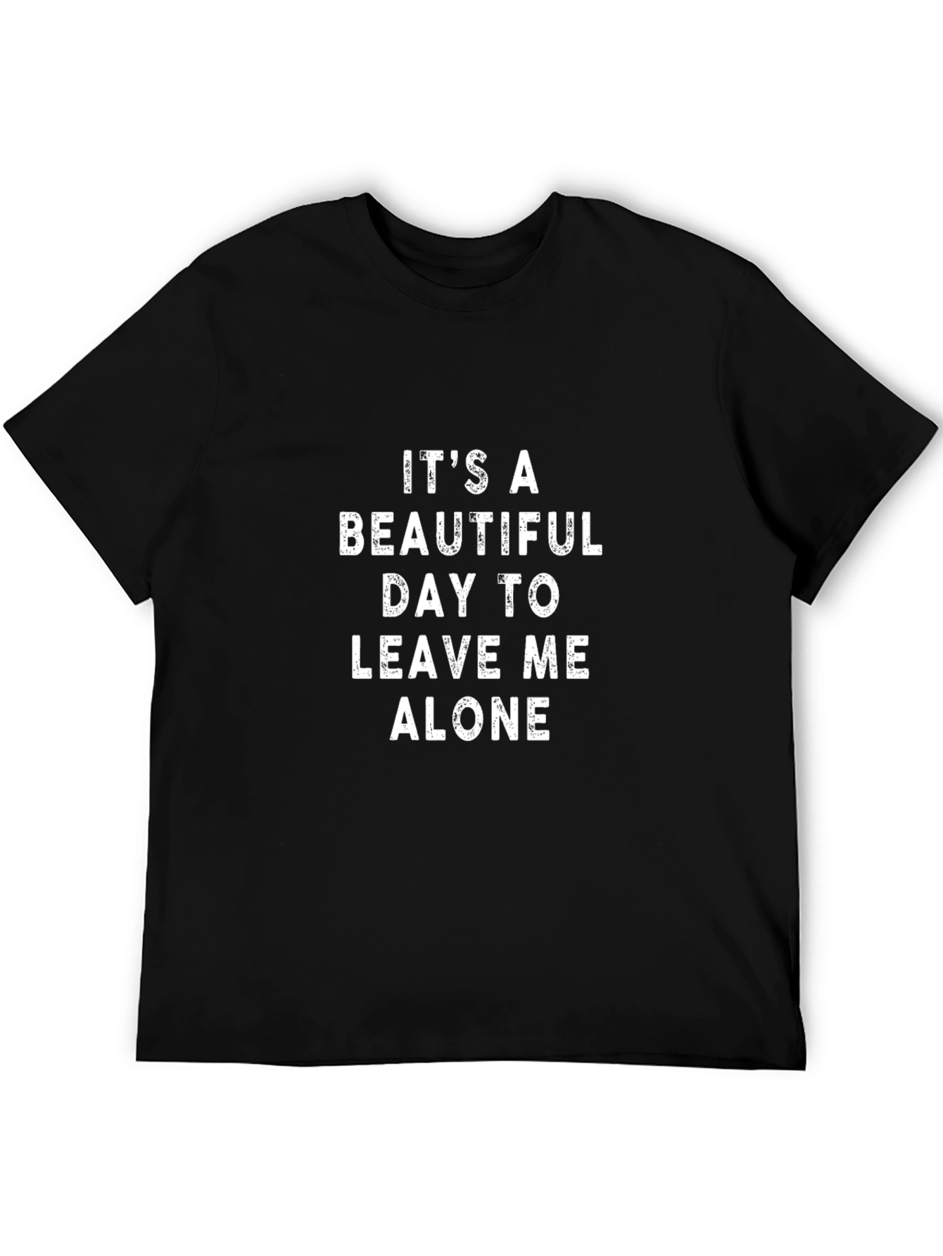 Black Humorous Graphic Tee - Leave Me Alone T-Shirt view 5