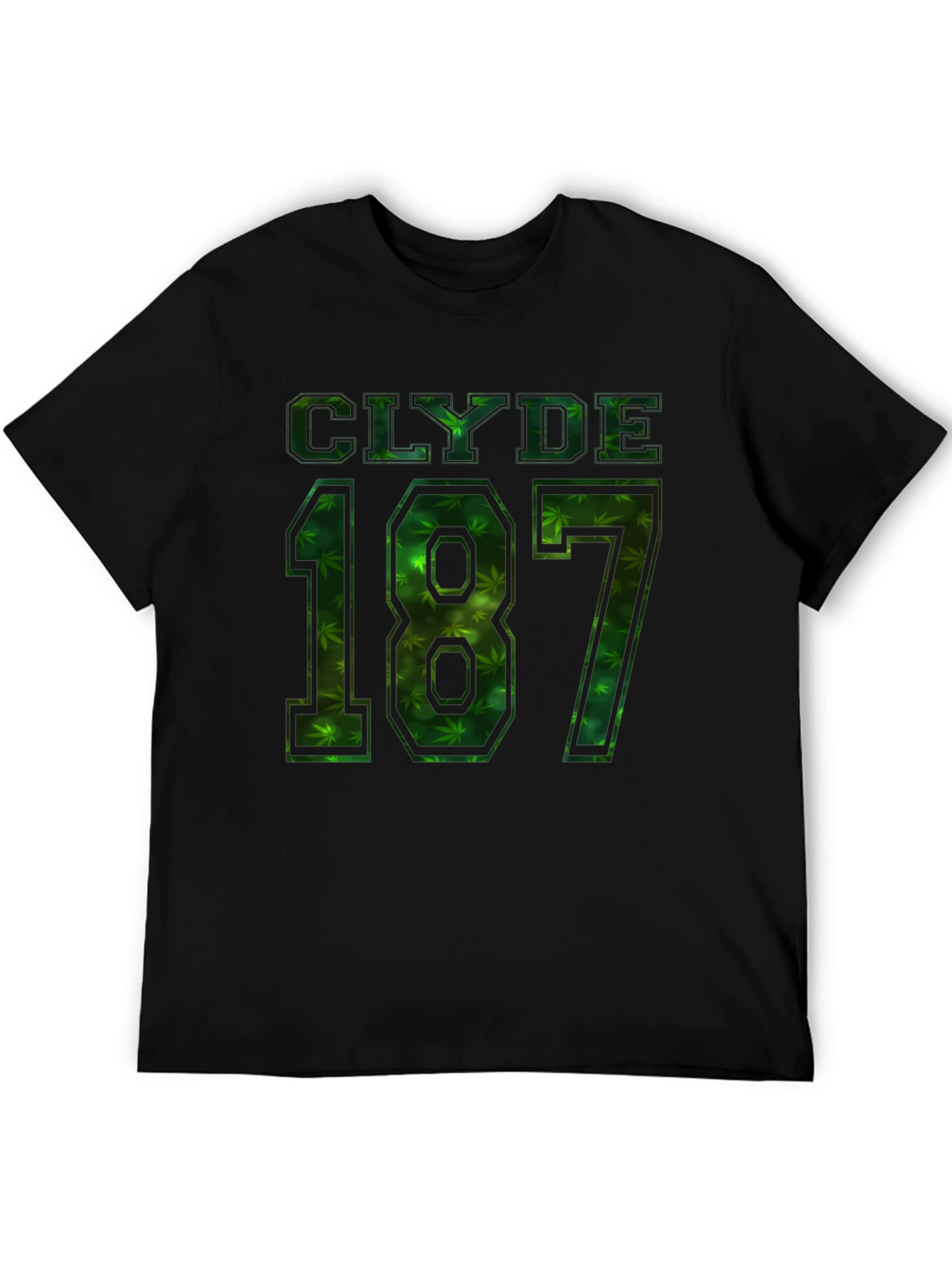 Black Clyde 187 Graphic T-Shirt - Weed Leaf Design view 5