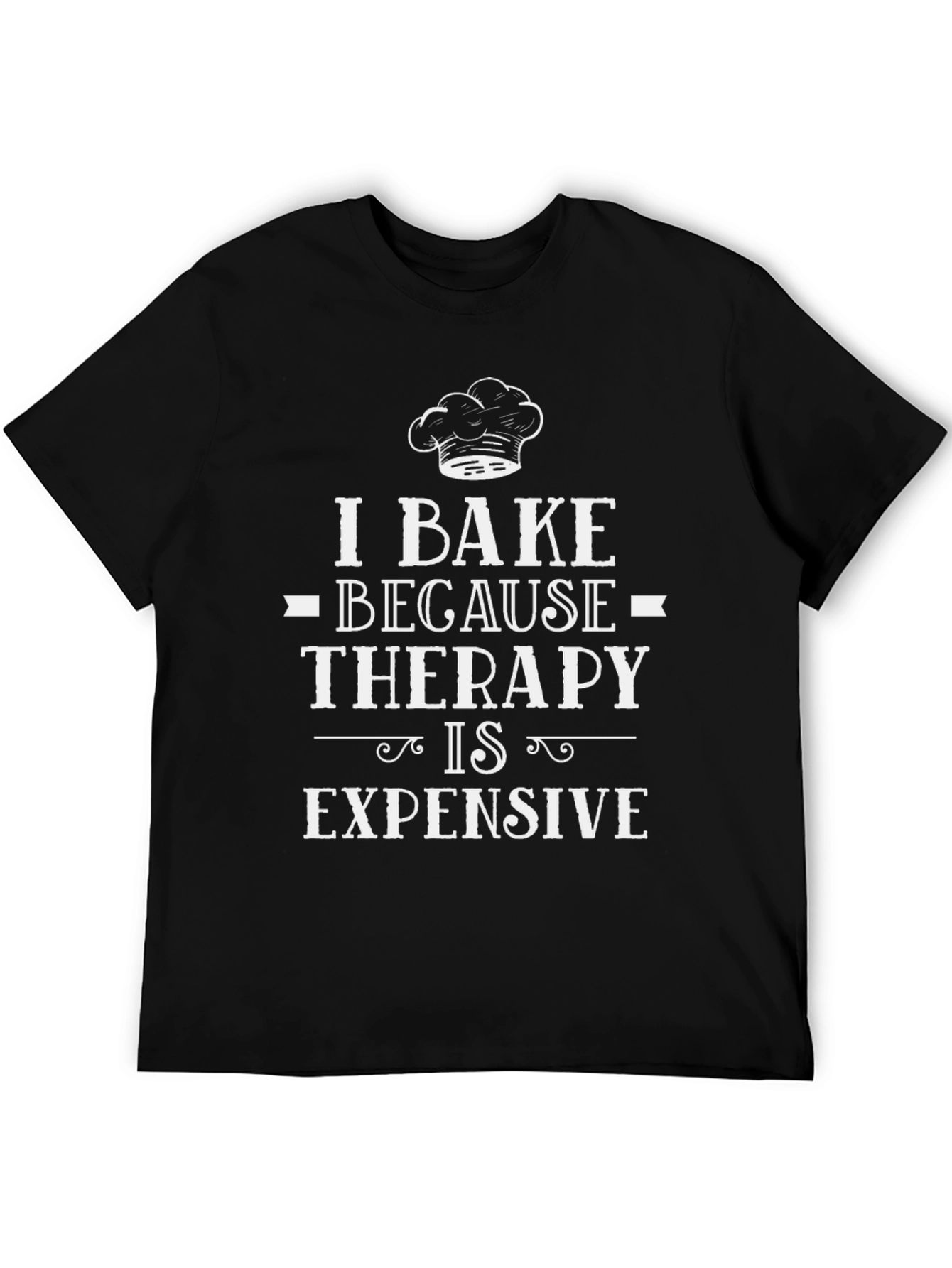 Black I Bake Because Therapy Is Expensive Graphic Tee view 5