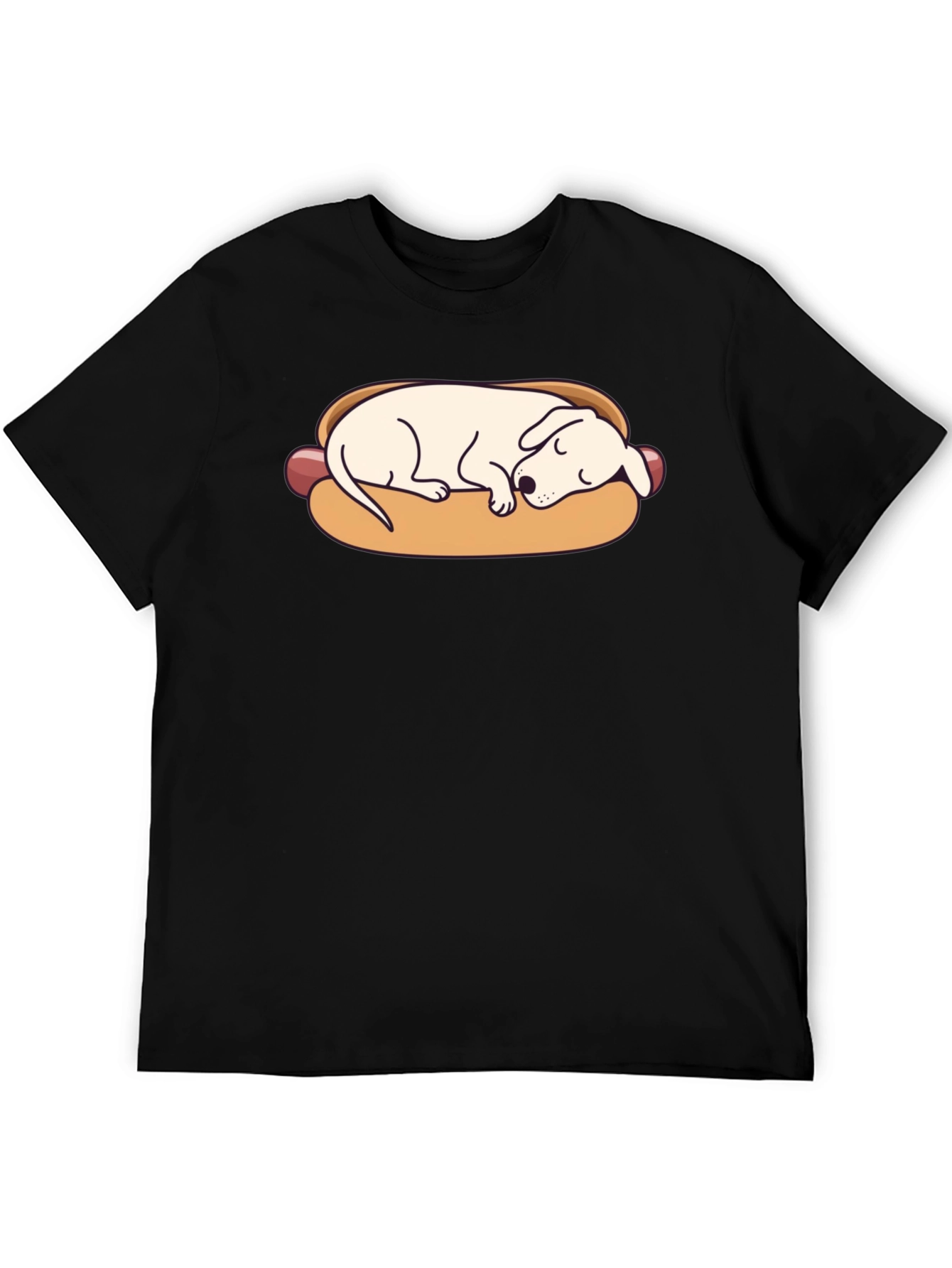 Black Funny Hot Dog Dog T-Shirt view 5