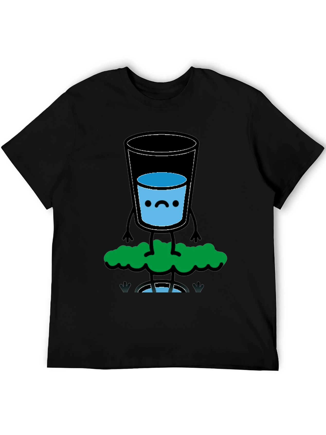 Black Funny Water Glass Graphic Tee - Black Cotton T-Shirt view 5