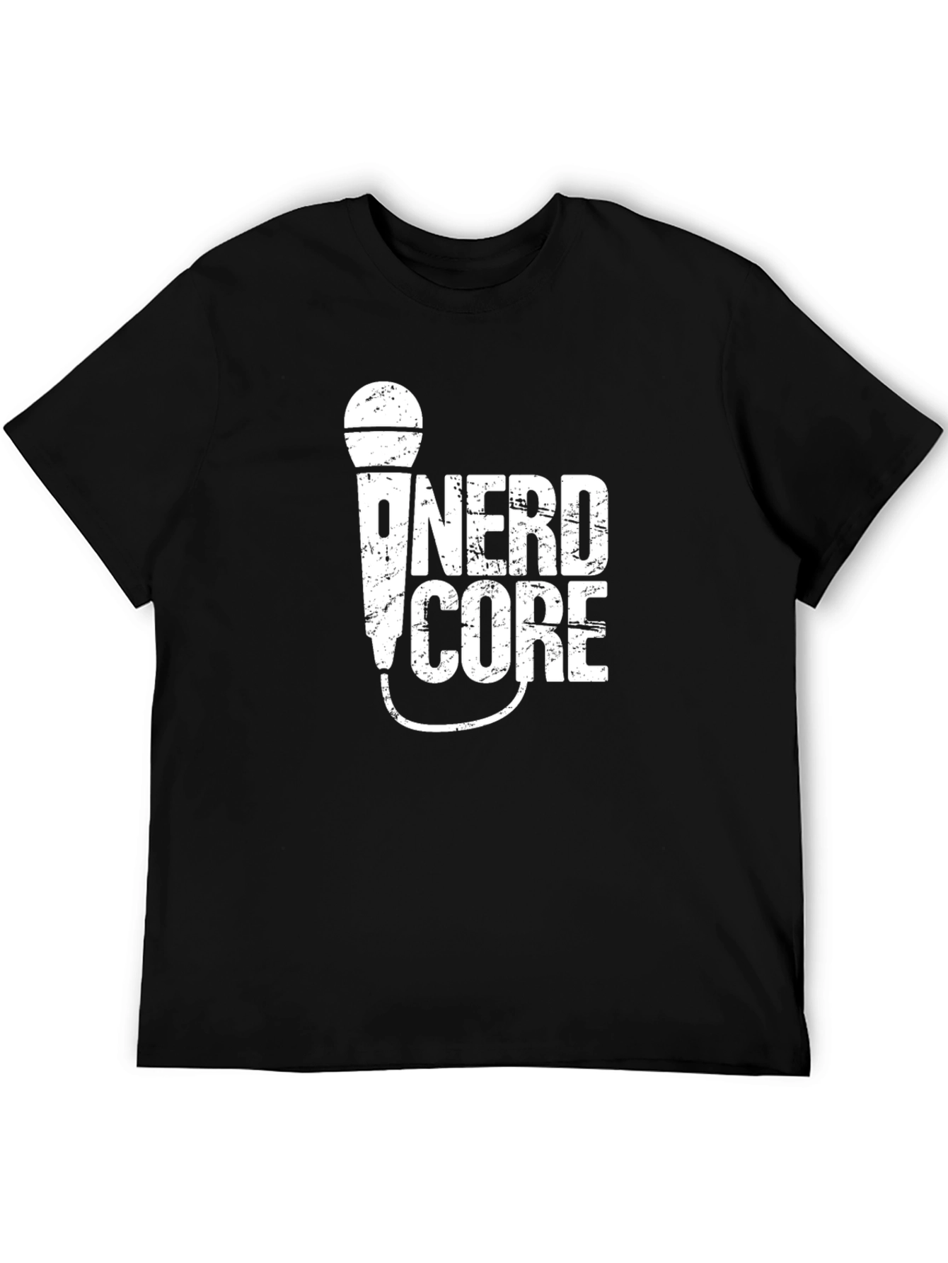 Black Nerdcore Microphone Black T-Shirt view 5
