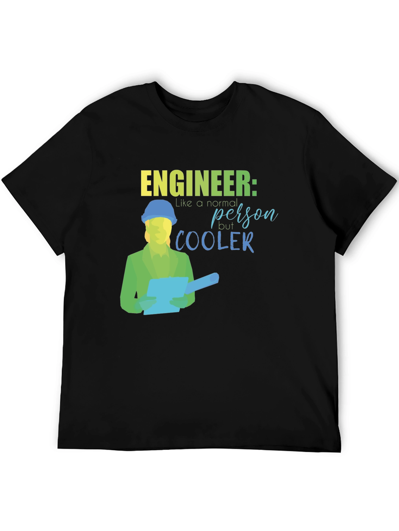 Black Engineer Cooler Black T-Shirt view 5