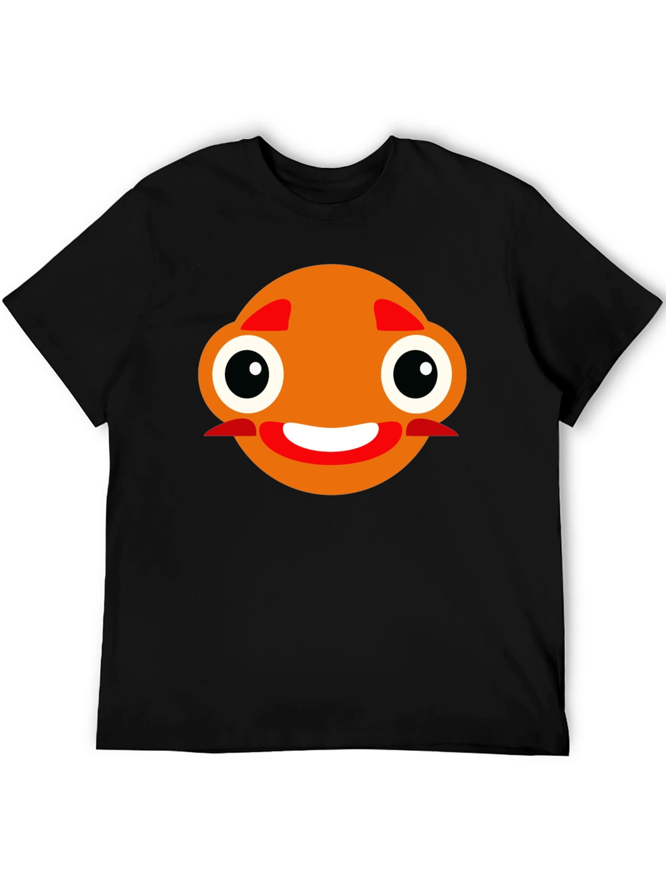 Black Funny Orange Face Black T-Shirt view 5