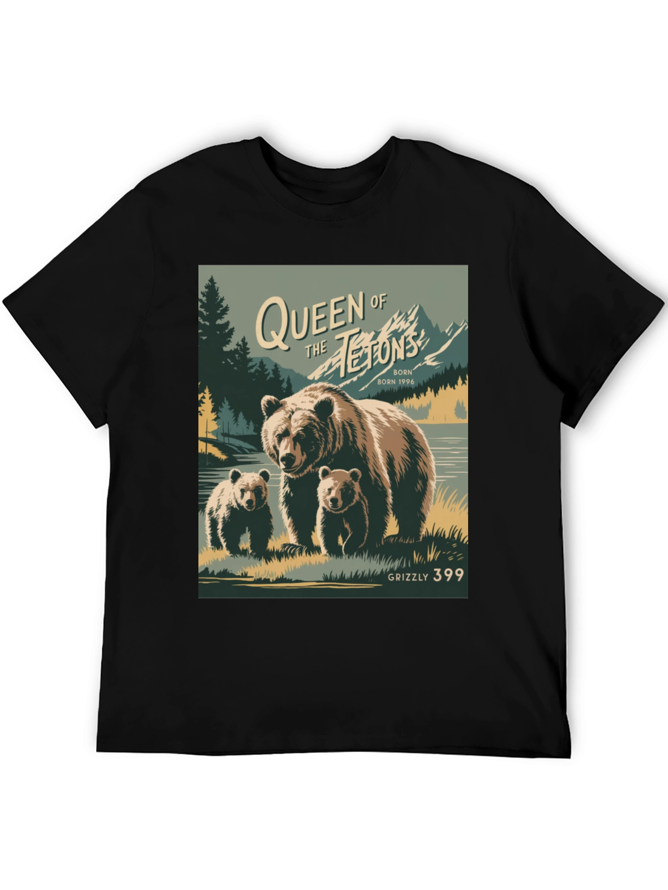 Black Queen of the Tetons Grizzly Bear T-Shirt view 5