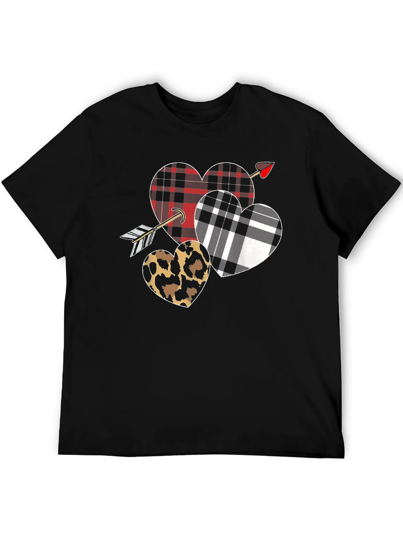 Black Heart Arrow T-Shirt Valentine's Day Black Graphic Tee view 5