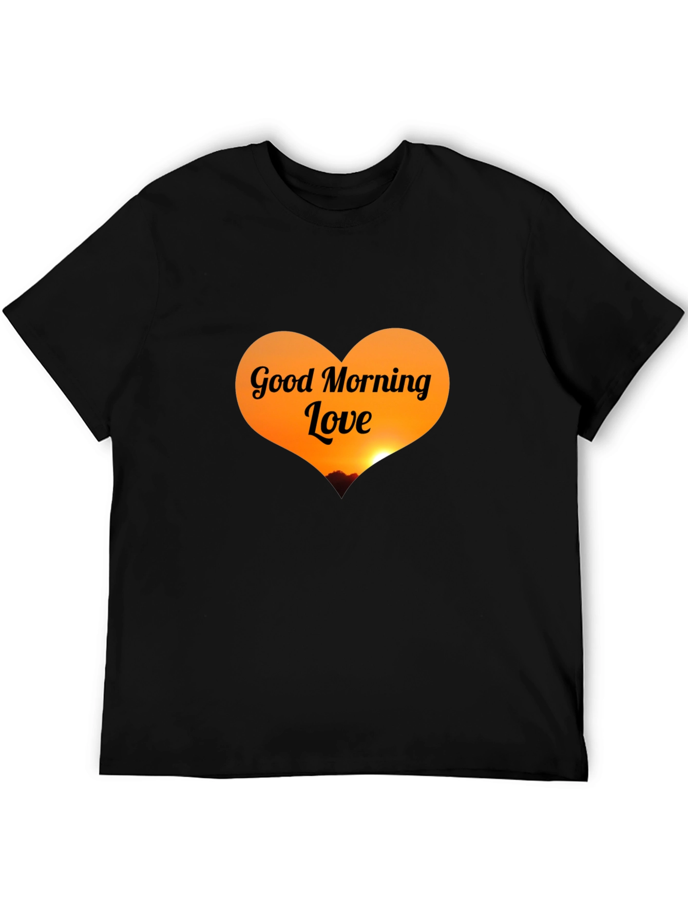 Black Good Morning Love Black T-Shirt view 5