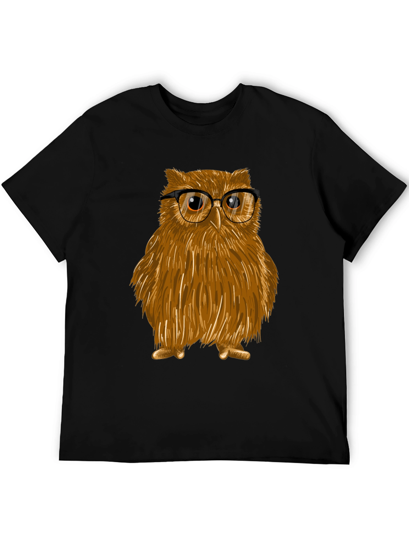 Black Owl with Glasses Graphic Tee - Unisex Cotton T-Shirt view 5