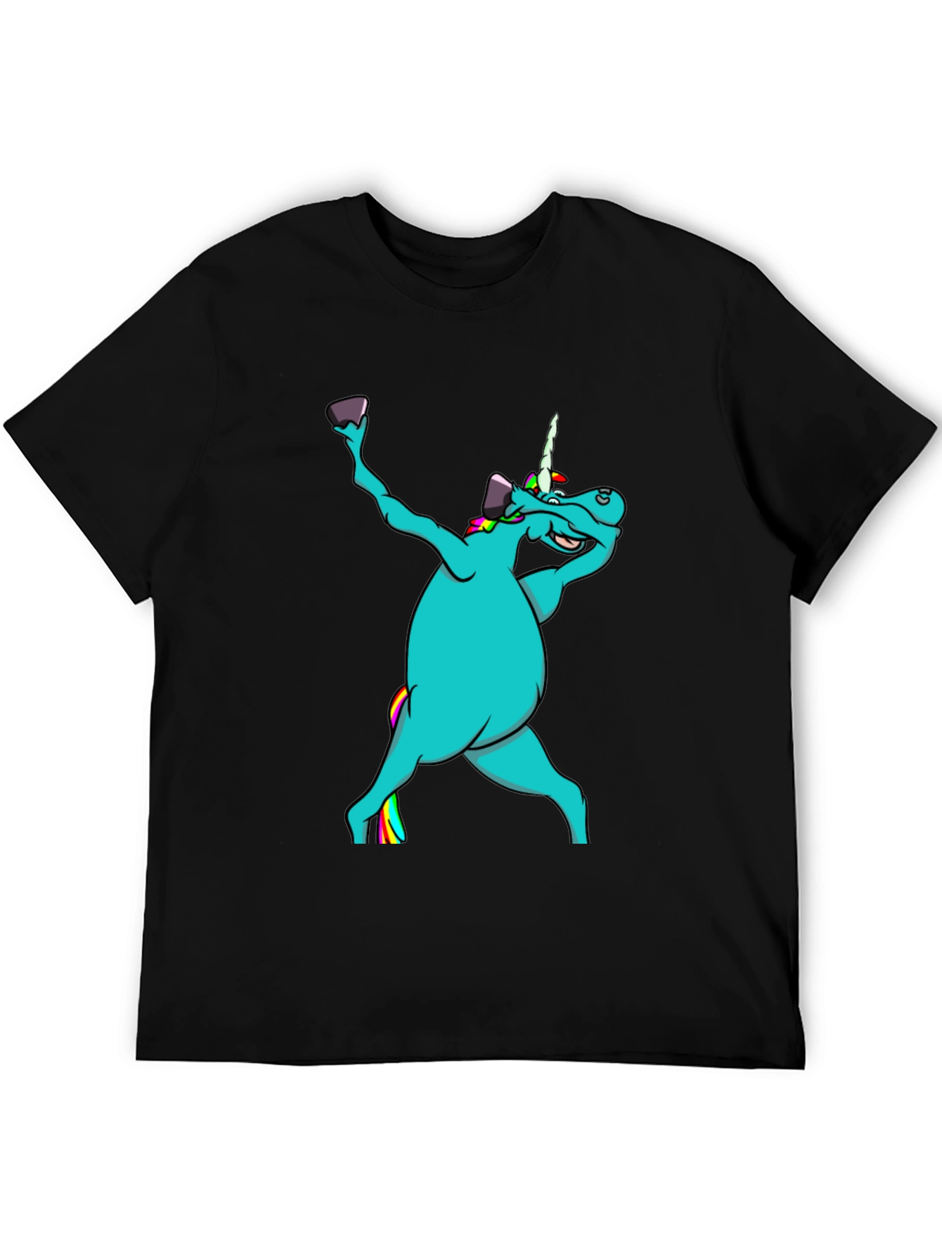 Black Unicorn Dabbing Graphic T-Shirt - Black view 5