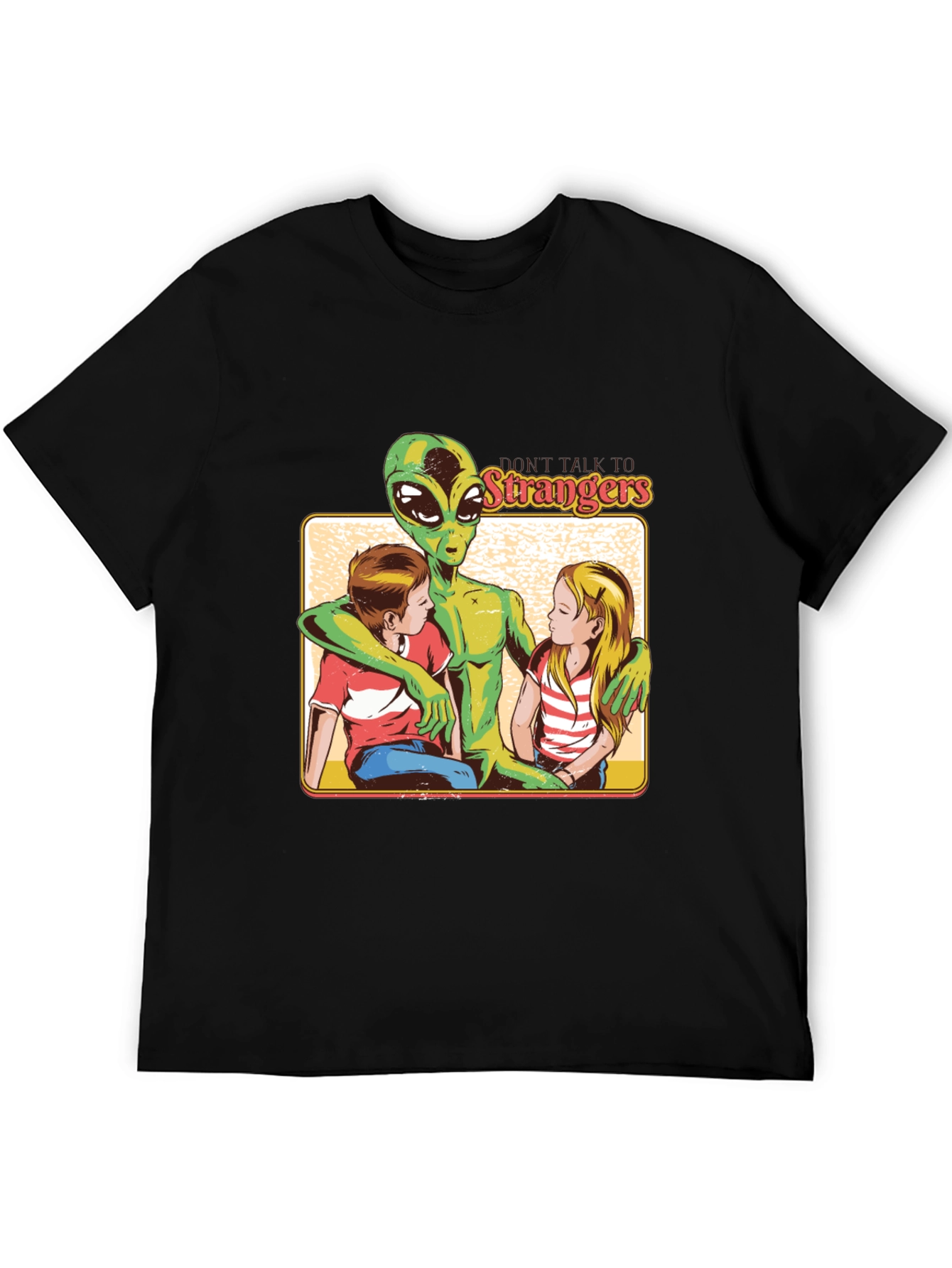 Black Don't Talk to Strangers Alien T-Shirt view 5