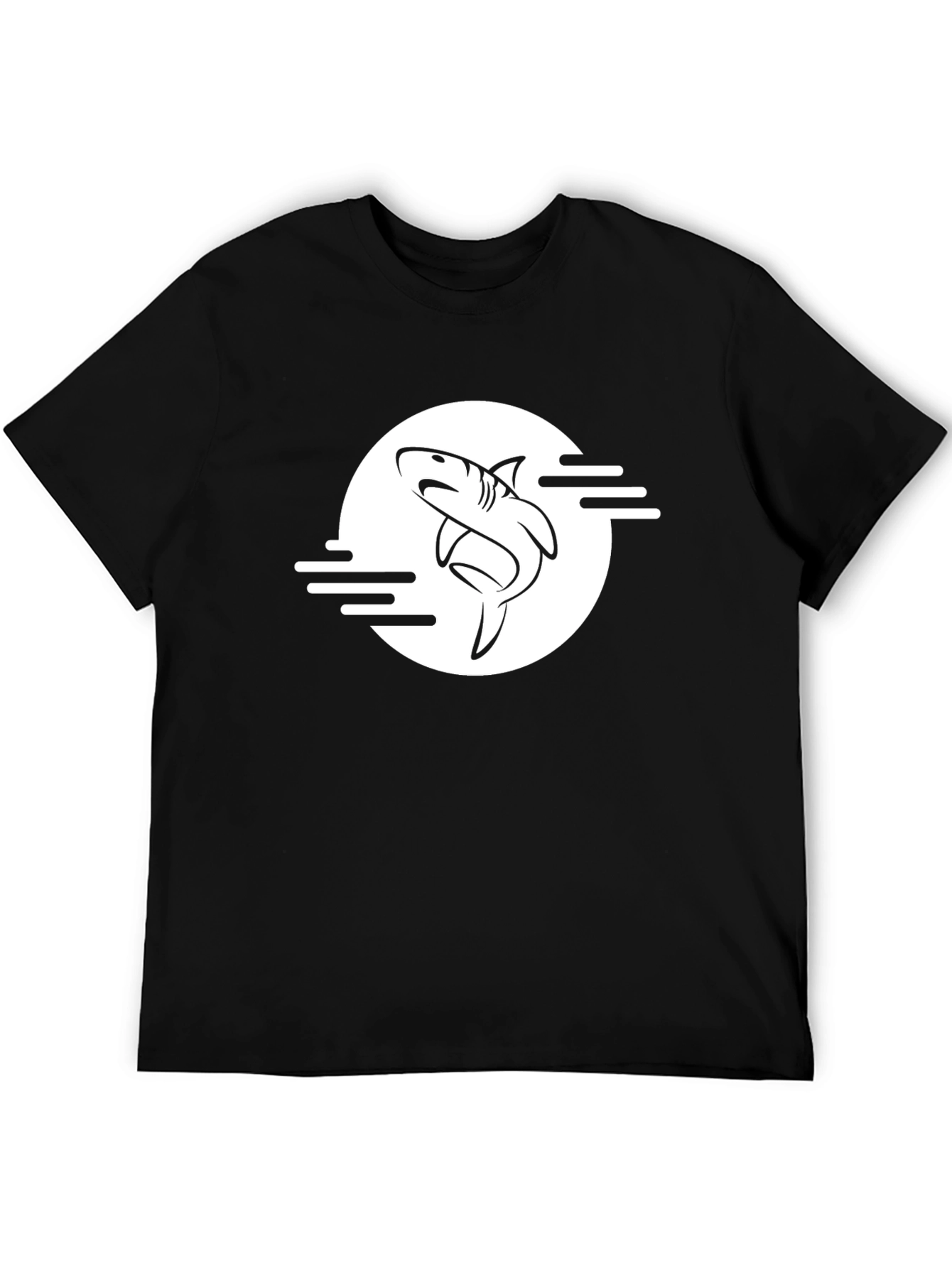 Black Cool Shark Graphic Black T-Shirt view 5