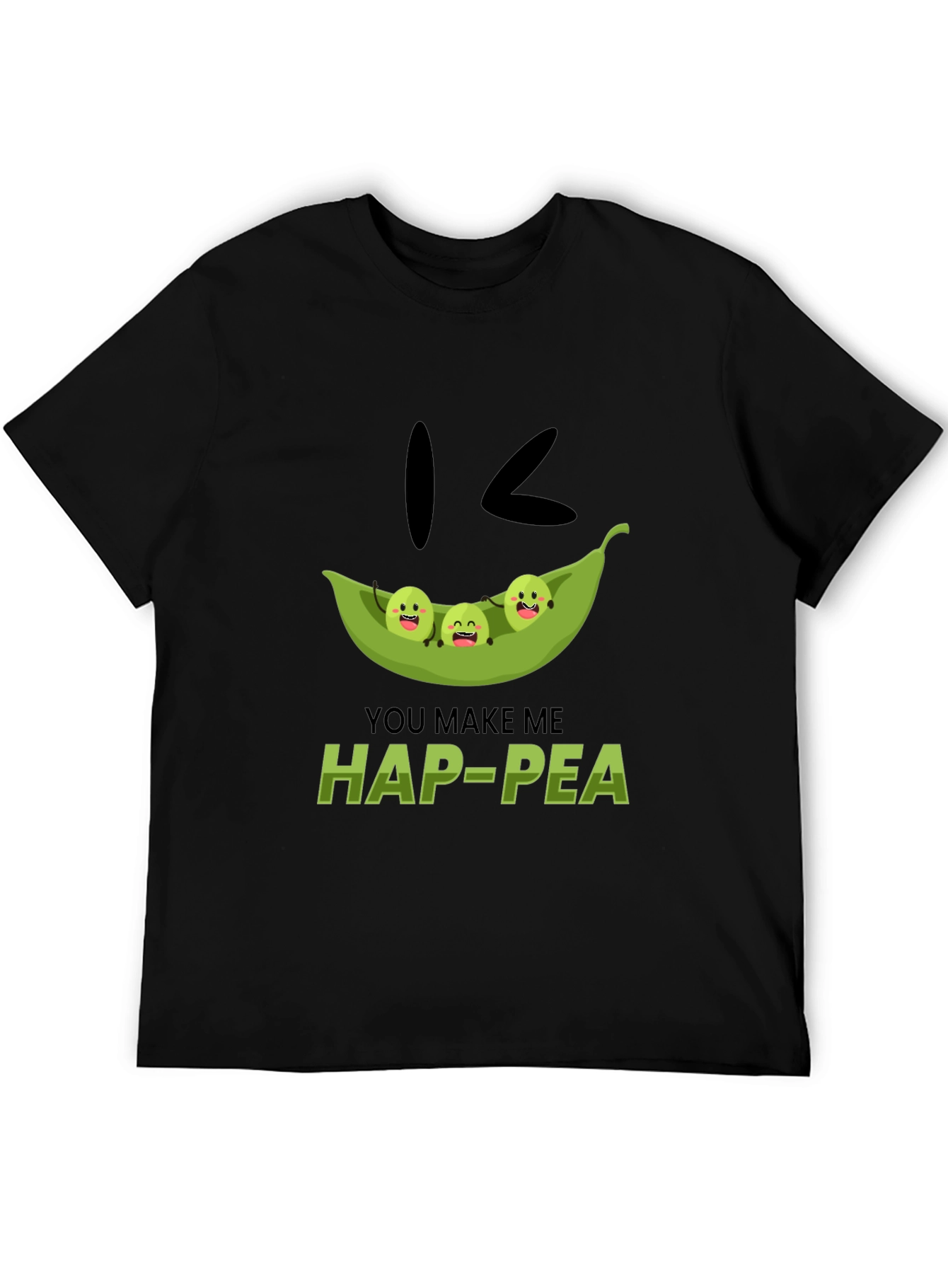 Black Hap-Pea Pun T-Shirt, Cute Peas in a Pod Tee view 5